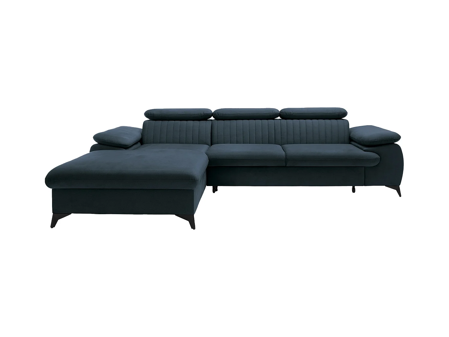 Canapé d'angle gauche convertible en velours bleu SAMARA de Pascal Morabito