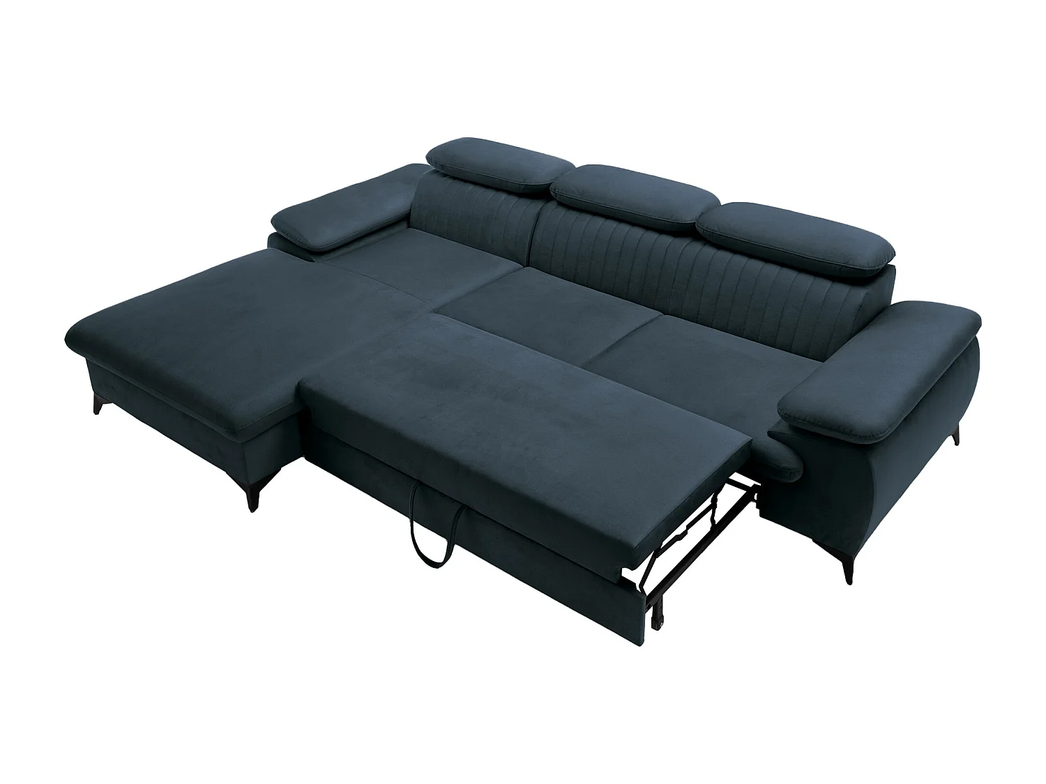 Vänstervänd bäddsoffa i blå sammet SAMARA från Pascal Morabito