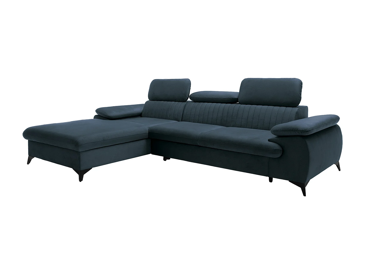 Vänstervänd bäddsoffa i blå sammet SAMARA från Pascal Morabito