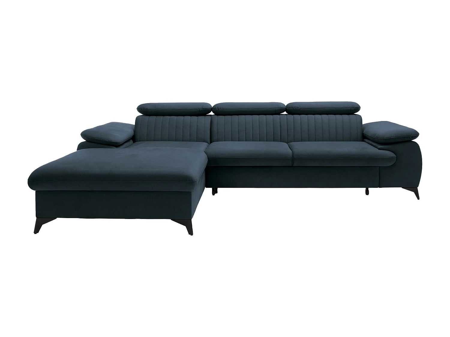 Vänstervänd bäddsoffa i blå sammet SAMARA från Pascal Morabito