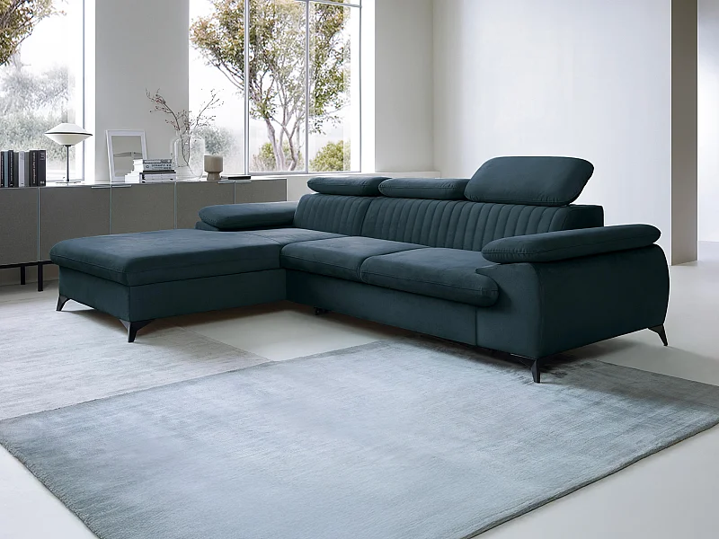 Divano letto in Velluto Azzurro - Angolo a sinistra - SAMARA di Pascal Morabito