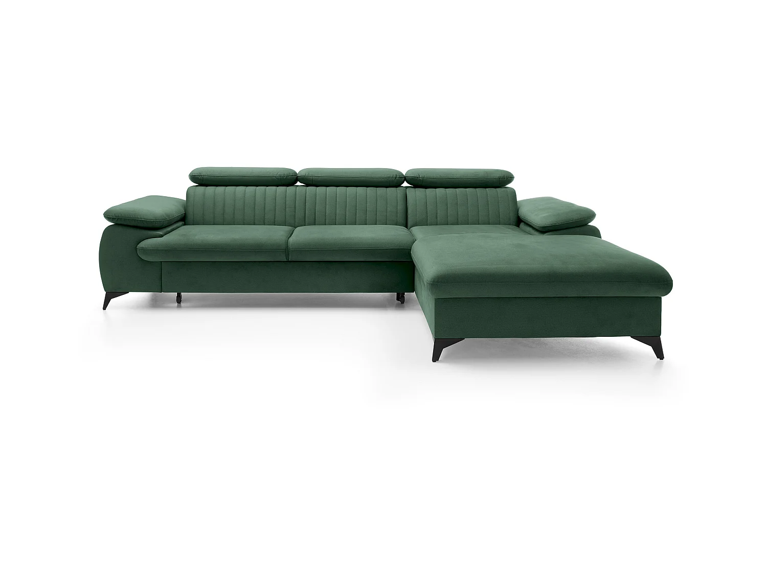 Canapé d'angle droit convertible en velours vert SAMARA de Pascal Morabito