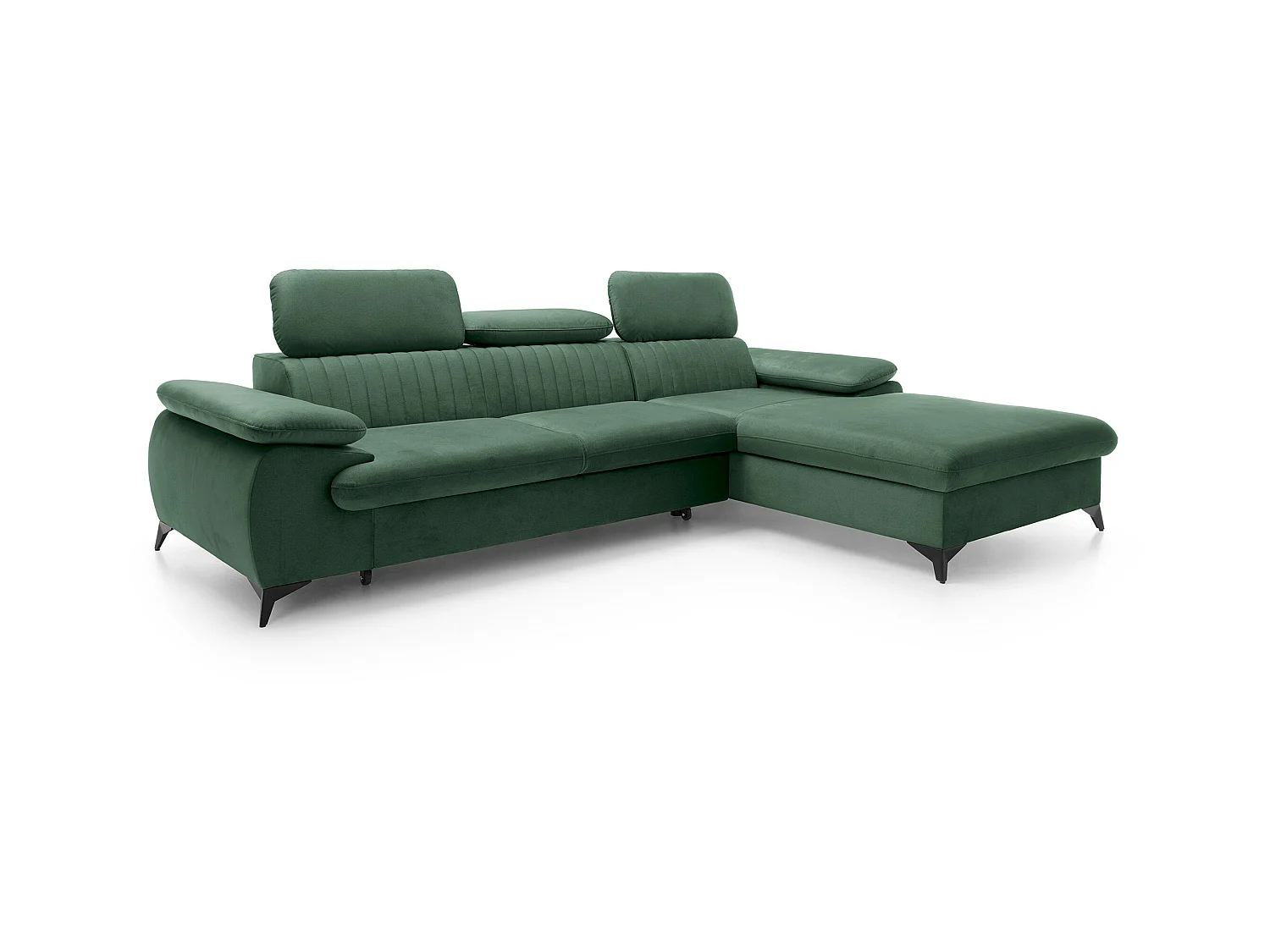 Canapé d'angle droit convertible en velours vert SAMARA de Pascal Morabito