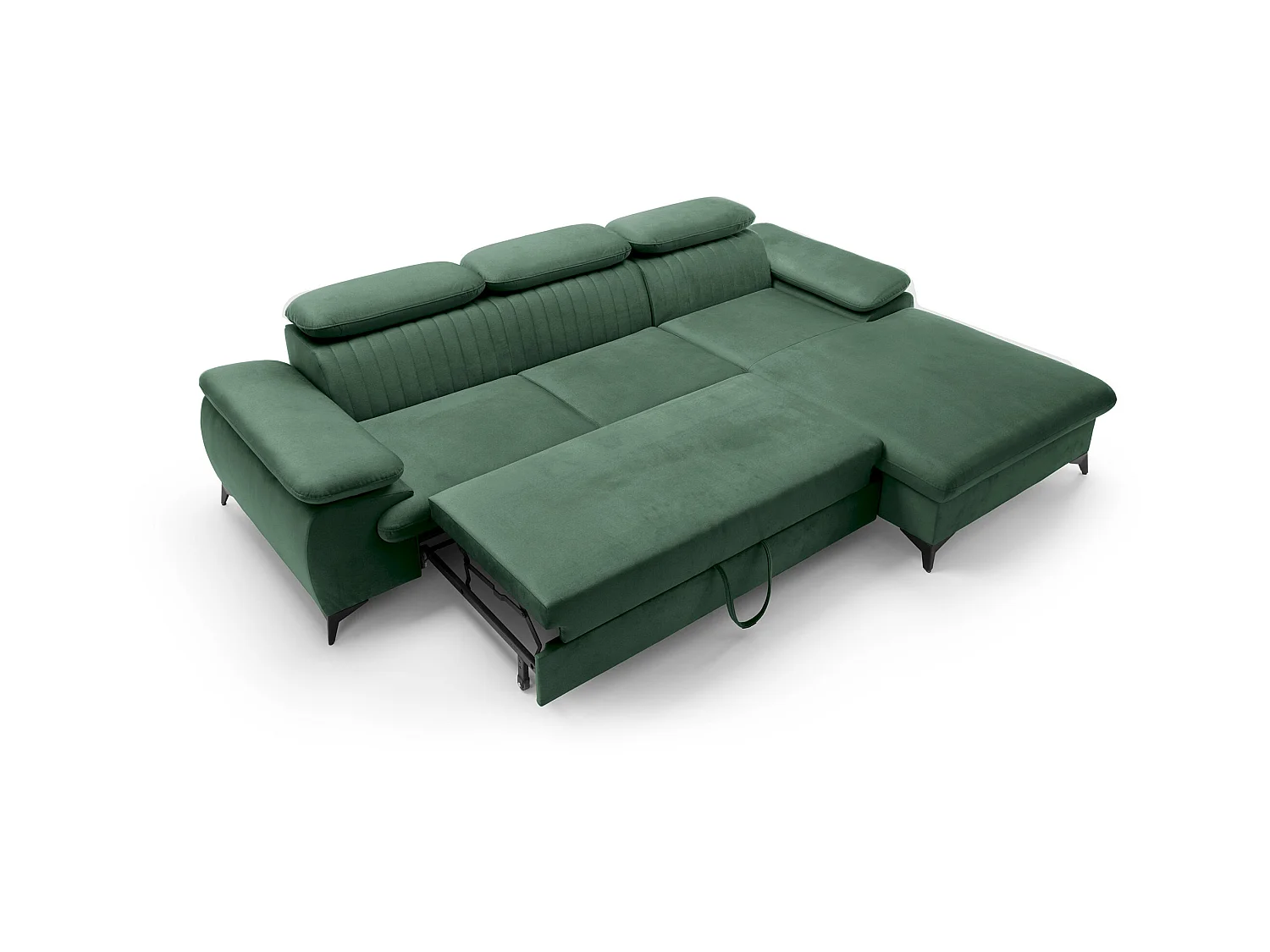 Canapé d'angle droit convertible en velours vert SAMARA de Pascal Morabito