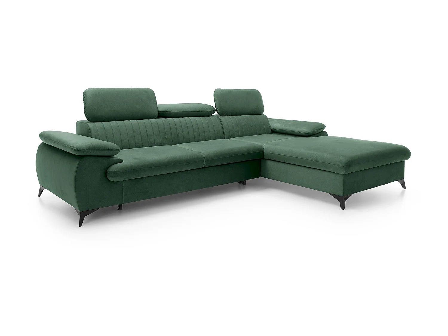 Ecksofa mit Schlaffunktion - Ecke rechts - Samt - Grün - SAMARA von PASCAL MORABITO