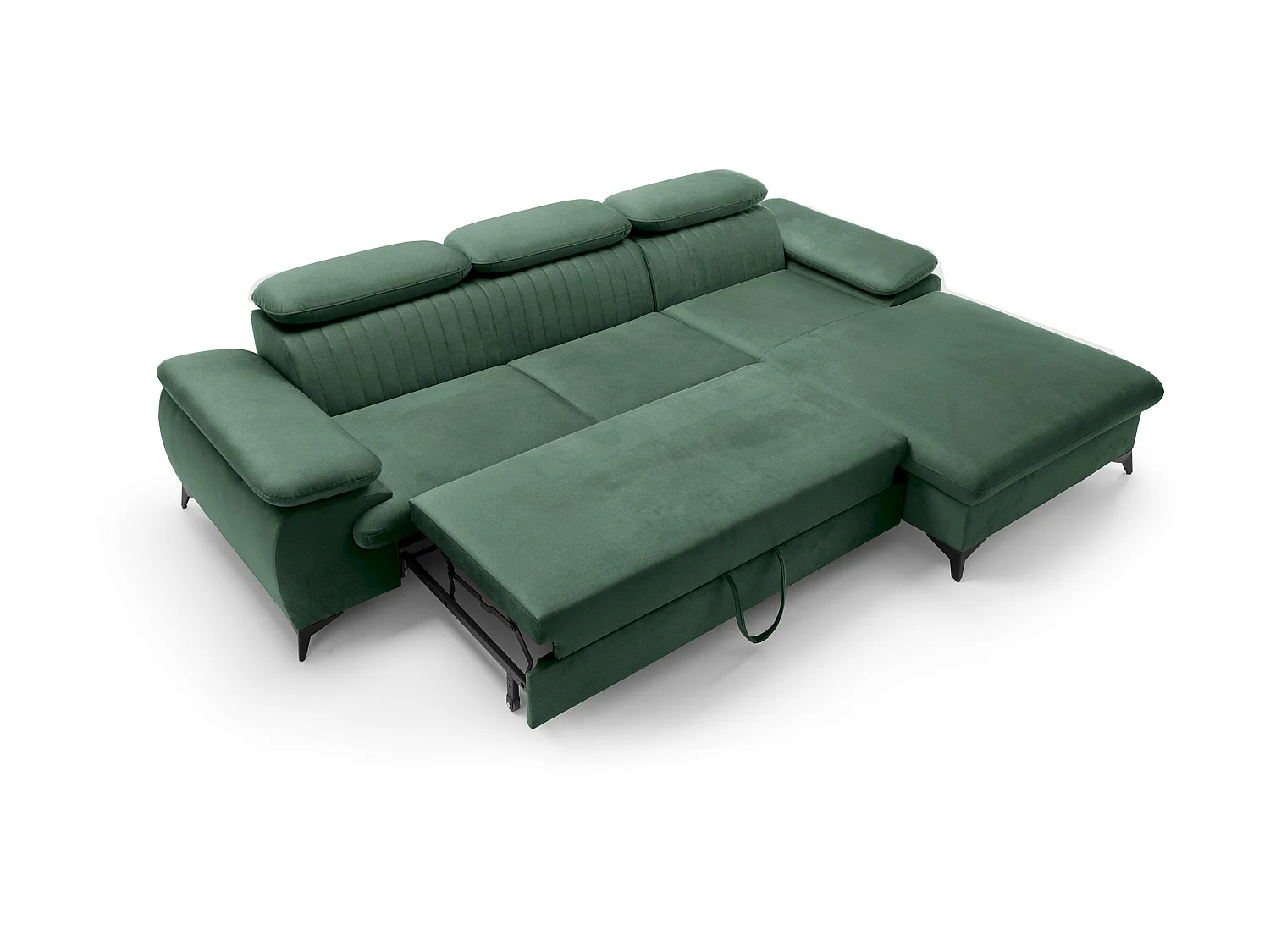 Ecksofa mit Schlaffunktion - Ecke rechts - Samt - Grün - SAMARA von PASCAL MORABITO