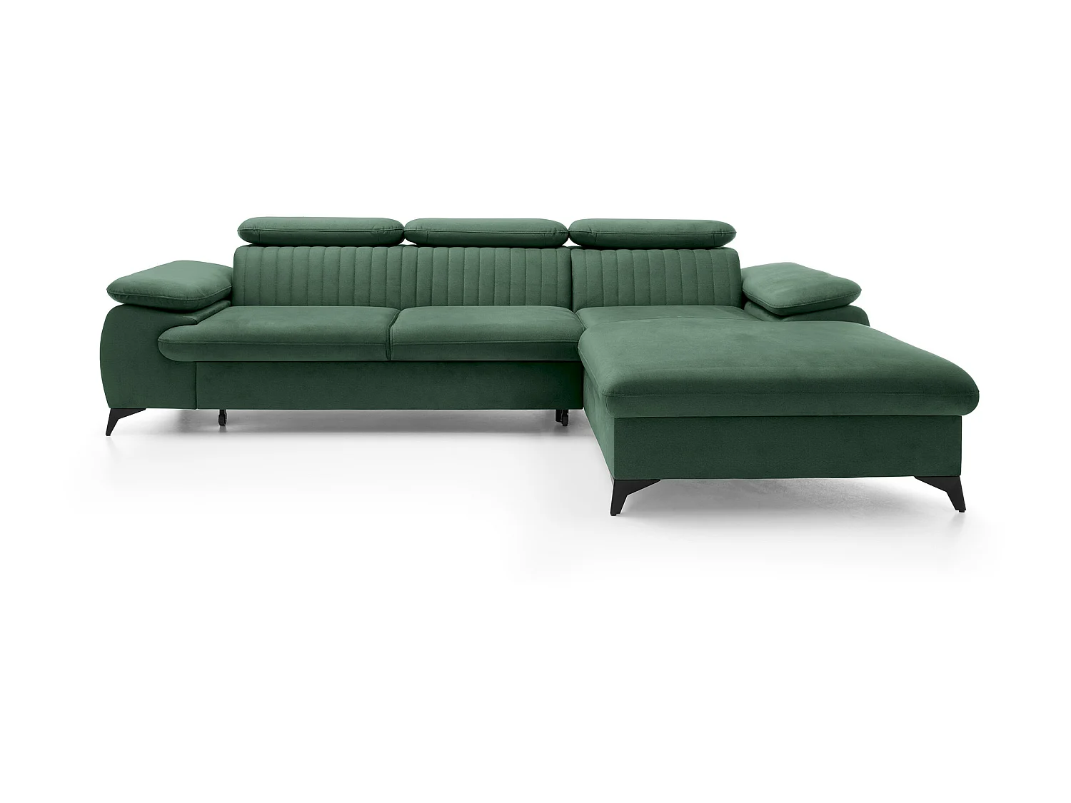 Höger hörnsoffa i grön sammet som kan förvandlas till bädd, SAMARA av Pascal Morabito