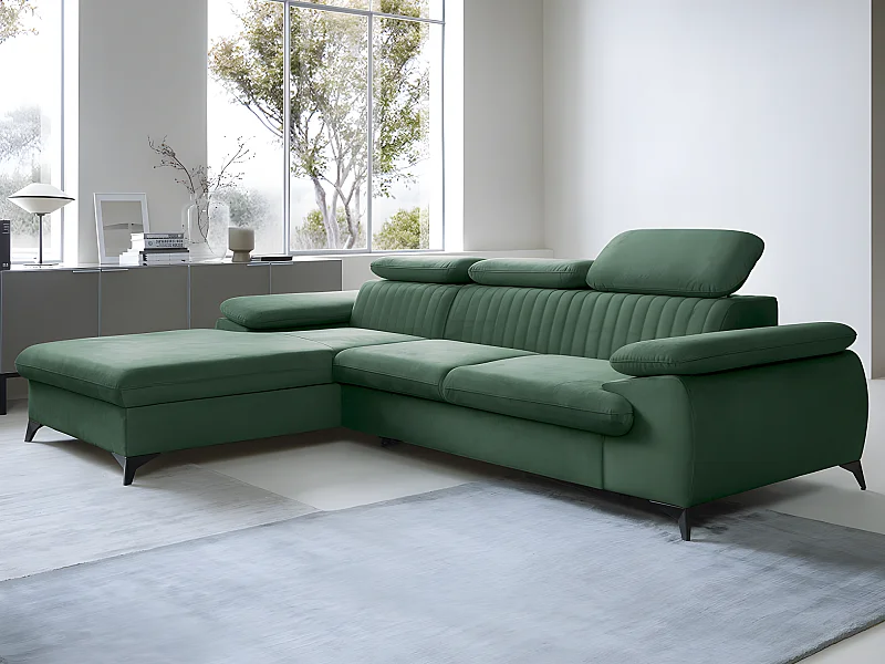 Divano letto in Velluto Verde - Angolo a sinistra - SAMARA di Pascal Morabito