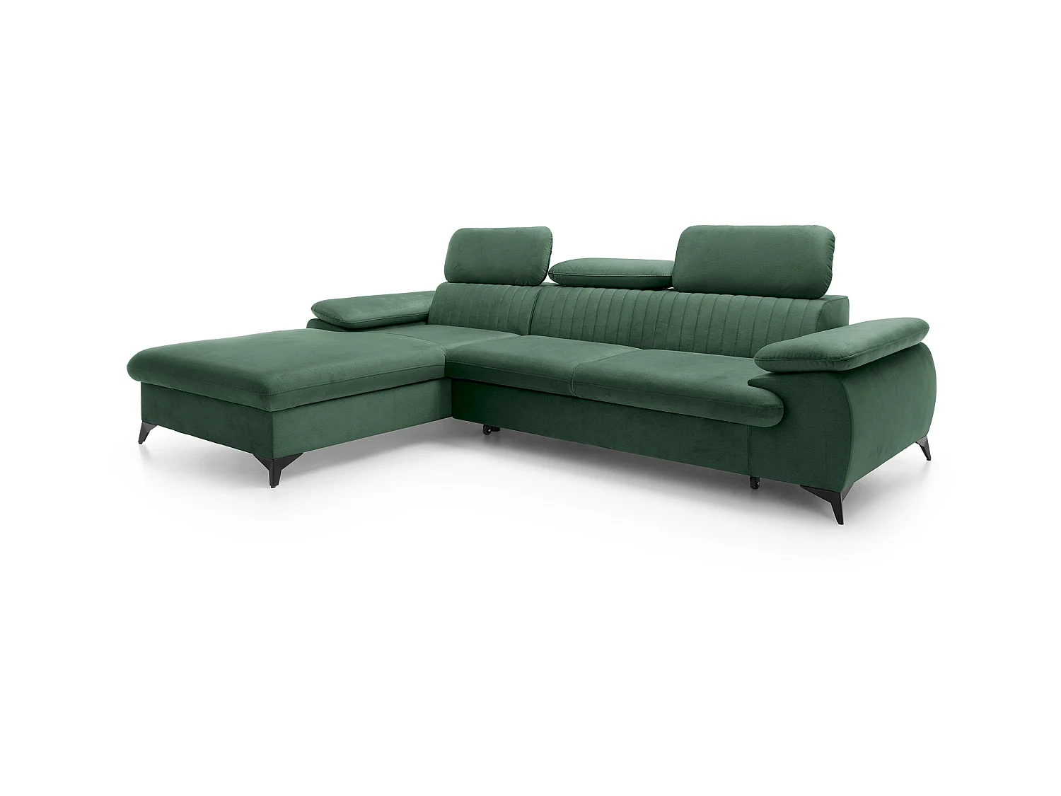 Canapé d'angle gauche convertible en velours vert SAMARA de Pascal Morabito