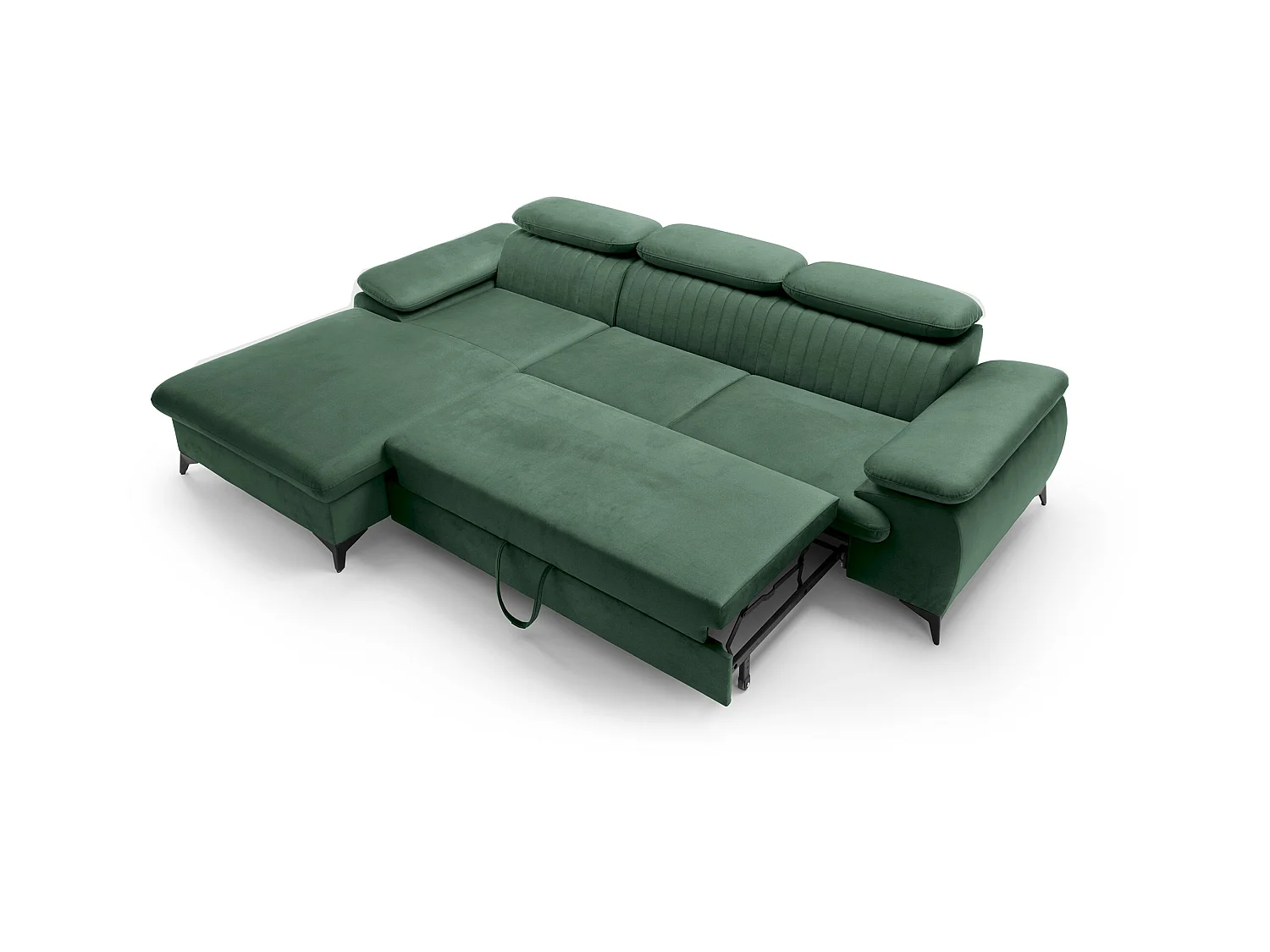 Canapé d'angle gauche convertible en velours vert SAMARA de Pascal Morabito