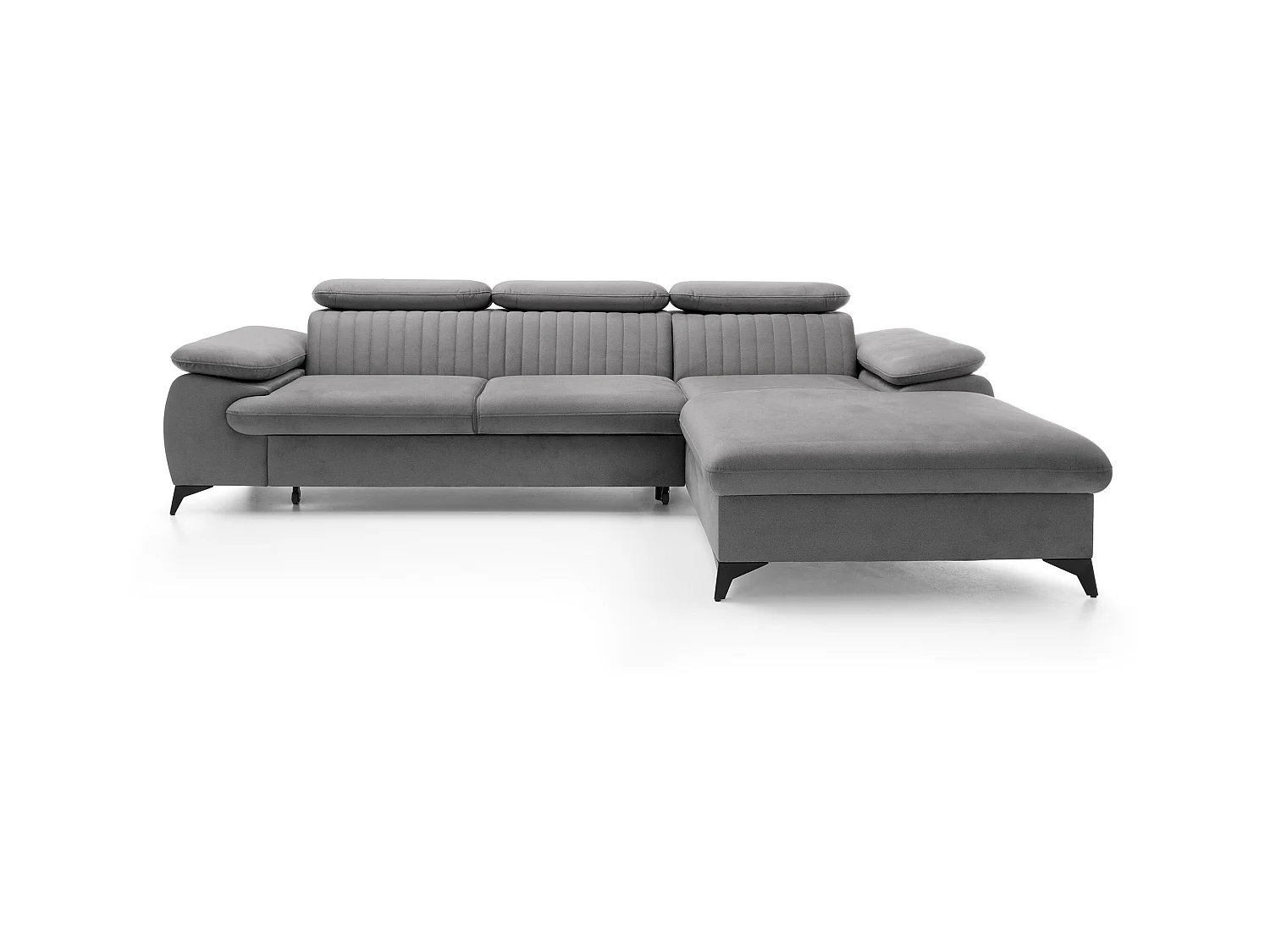 Kanapa narożna prawostronna rozkładana z weluru jesnoniebieska – SAMARA marki Pascal Morabito