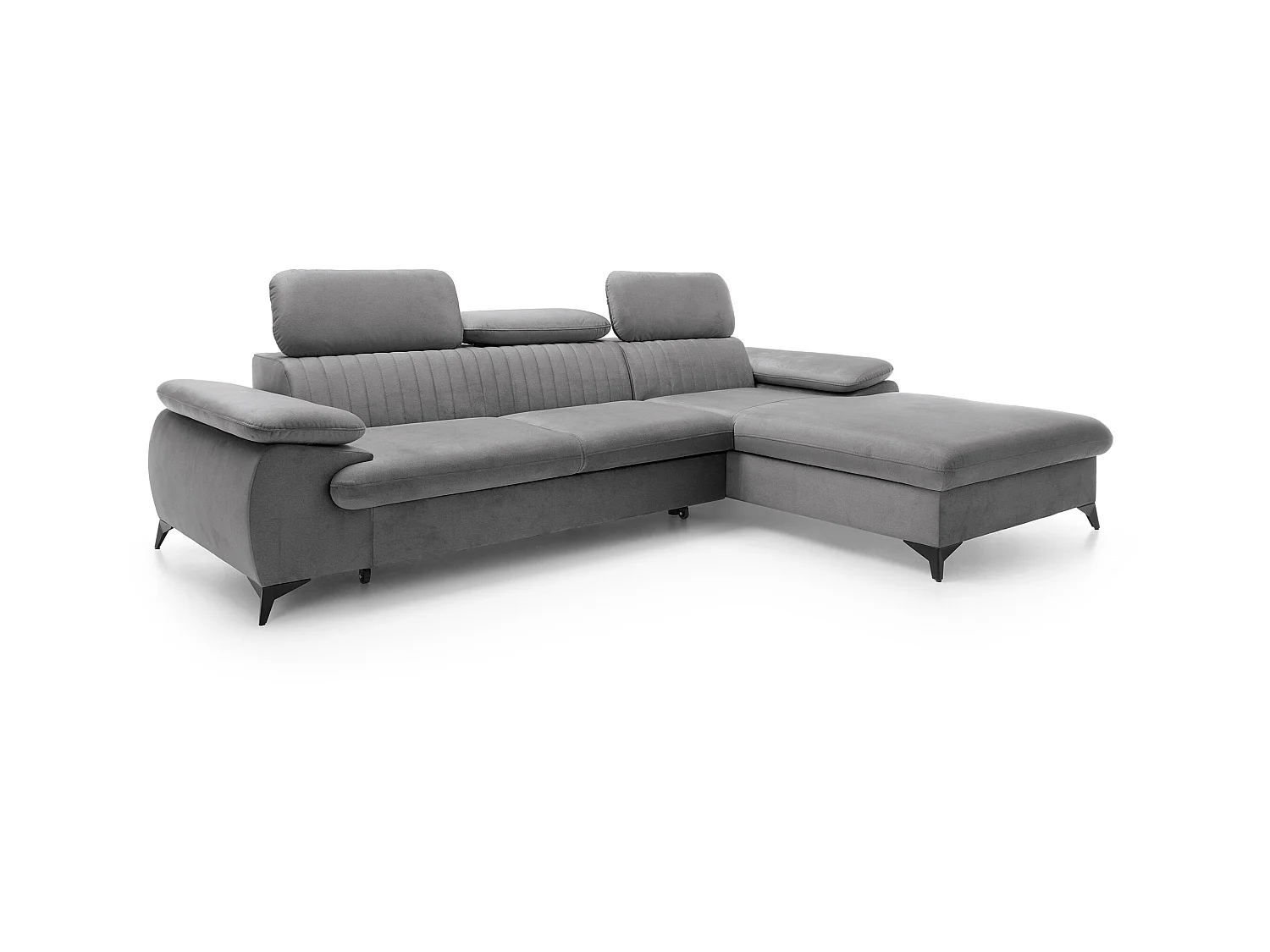 Kanapa narożna prawostronna rozkładana z weluru jesnoniebieska – SAMARA marki Pascal Morabito