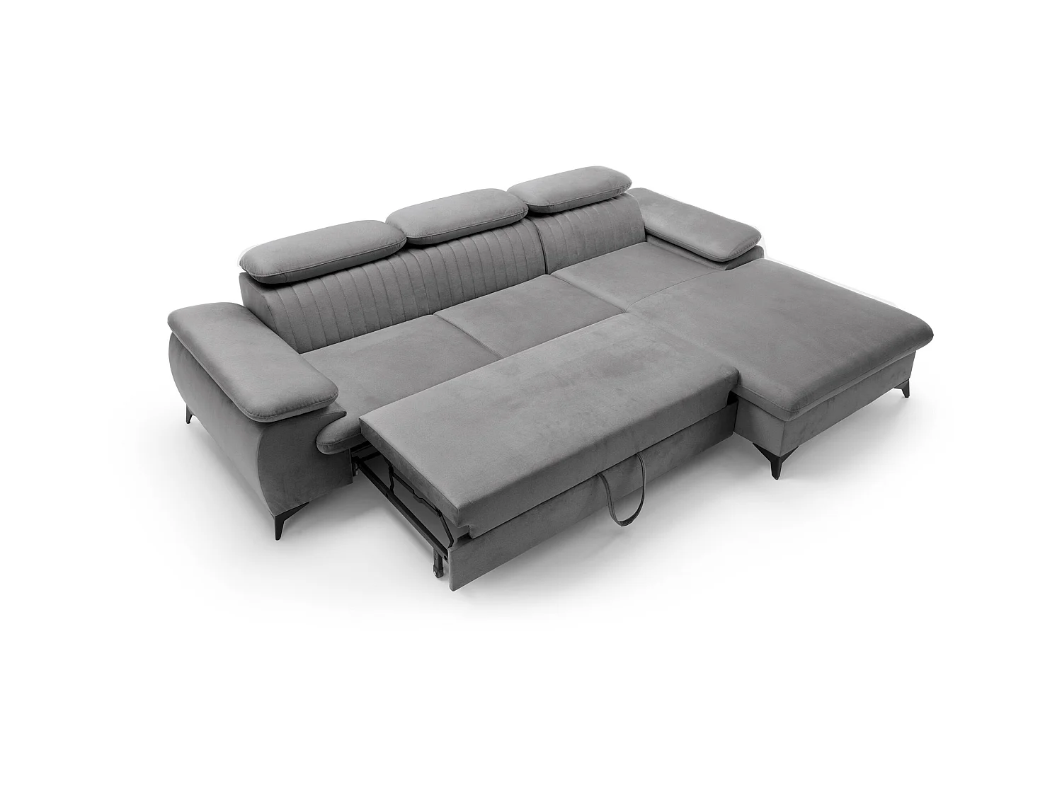 Kanapa narożna prawostronna rozkładana z weluru jesnoniebieska – SAMARA marki Pascal Morabito