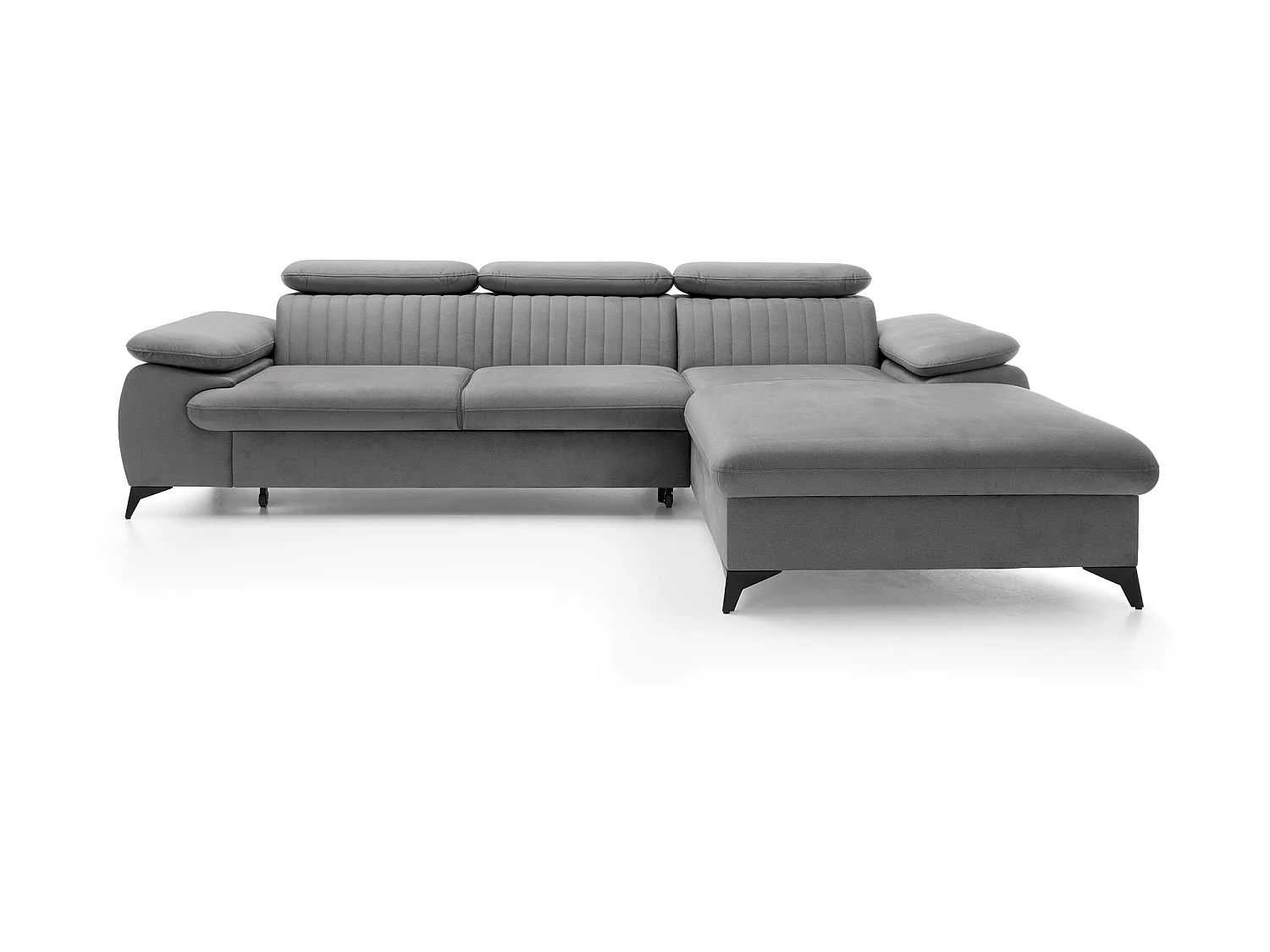 Canapé d'angle droit convertible en velours gris clair SAMARA de Pascal Morabito