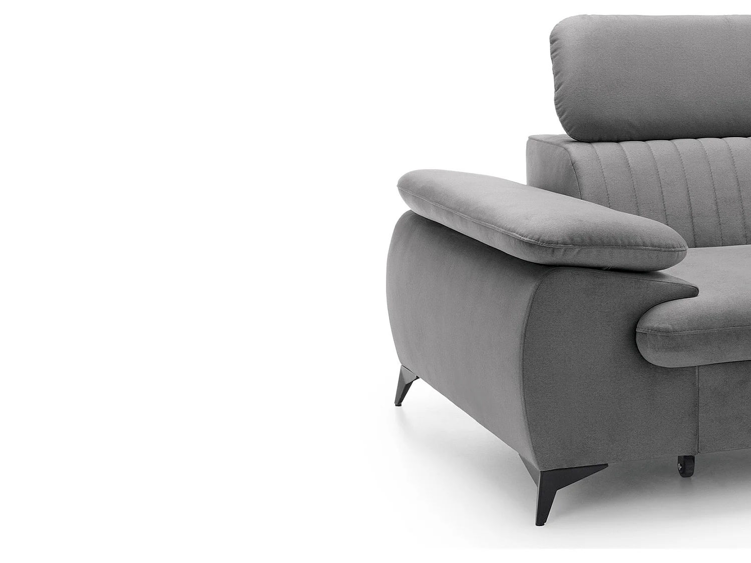 Canapé d'angle droit convertible en velours gris clair SAMARA de Pascal Morabito