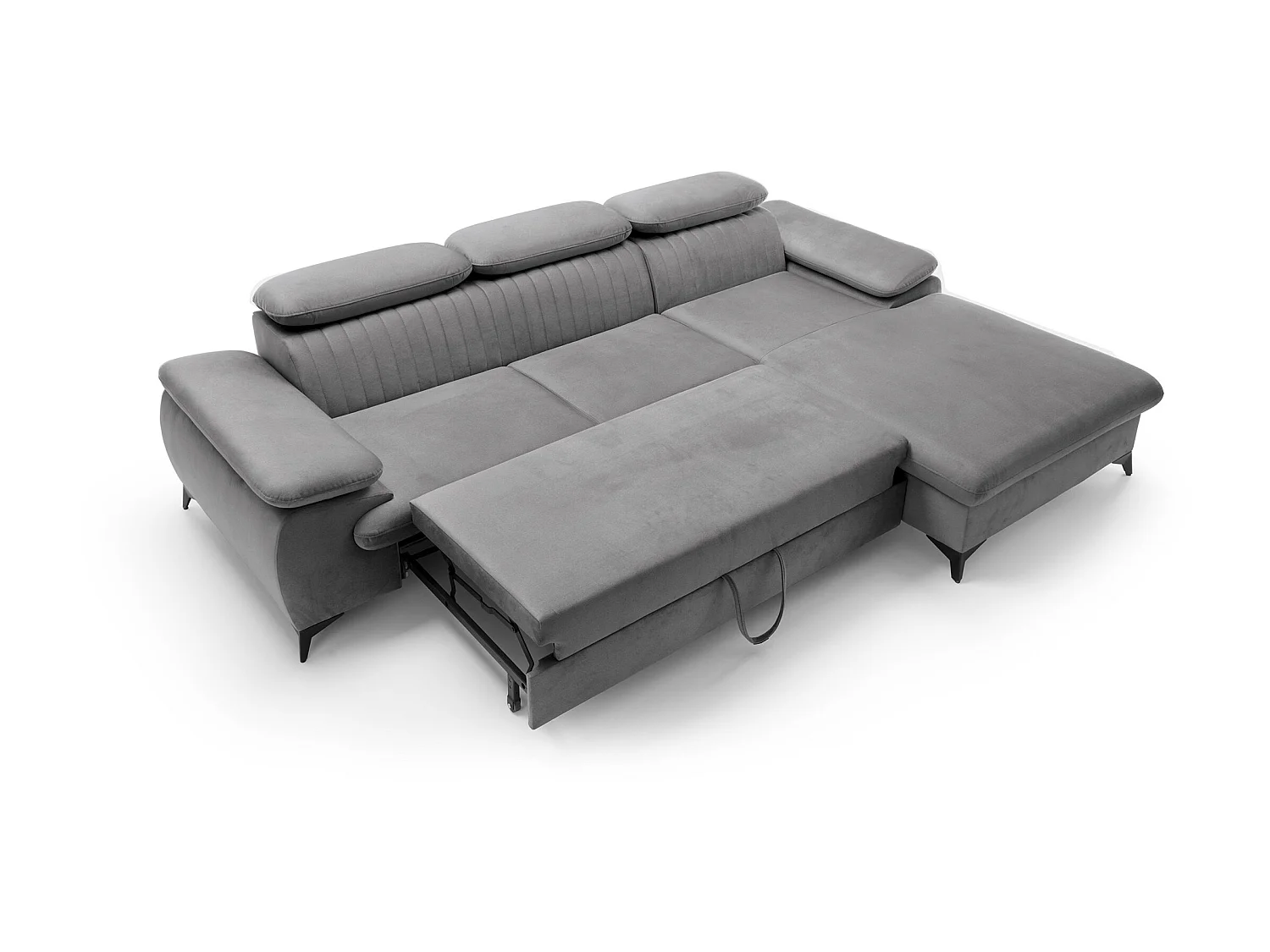 Canapé d'angle droit convertible en velours gris clair SAMARA de Pascal Morabito