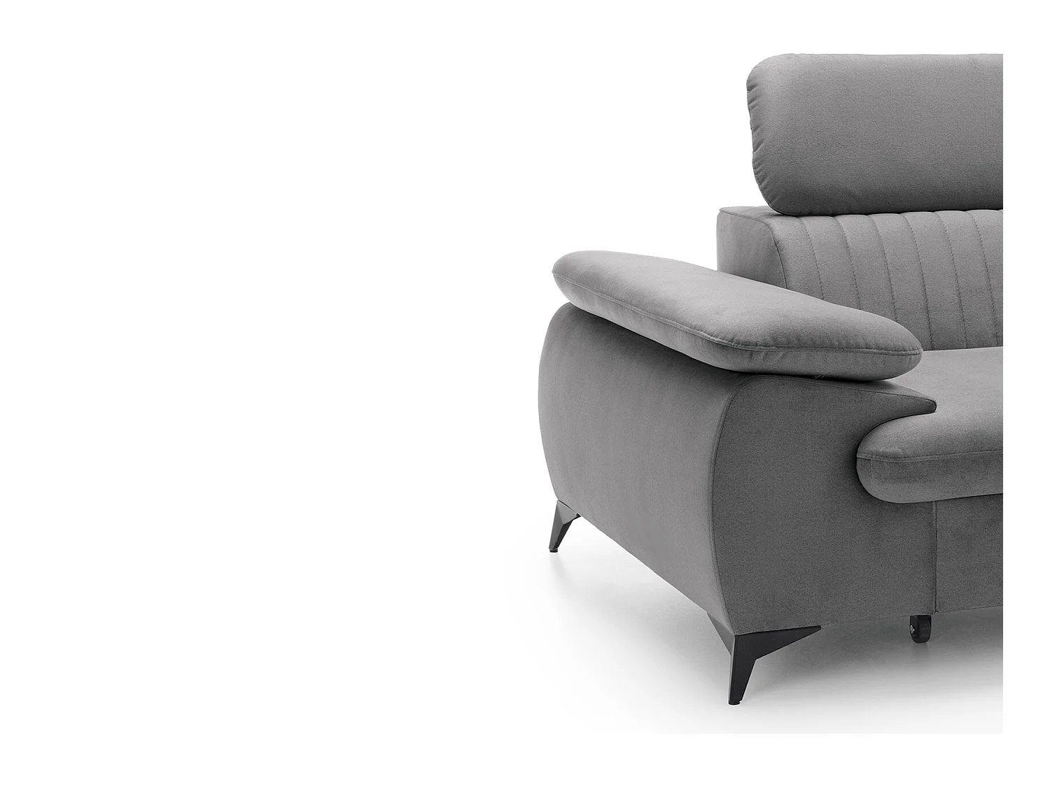 Sofá cama rinconera (ángulo izquierdo) de terciopelo gris claro SAMARA de Pascal Morabito