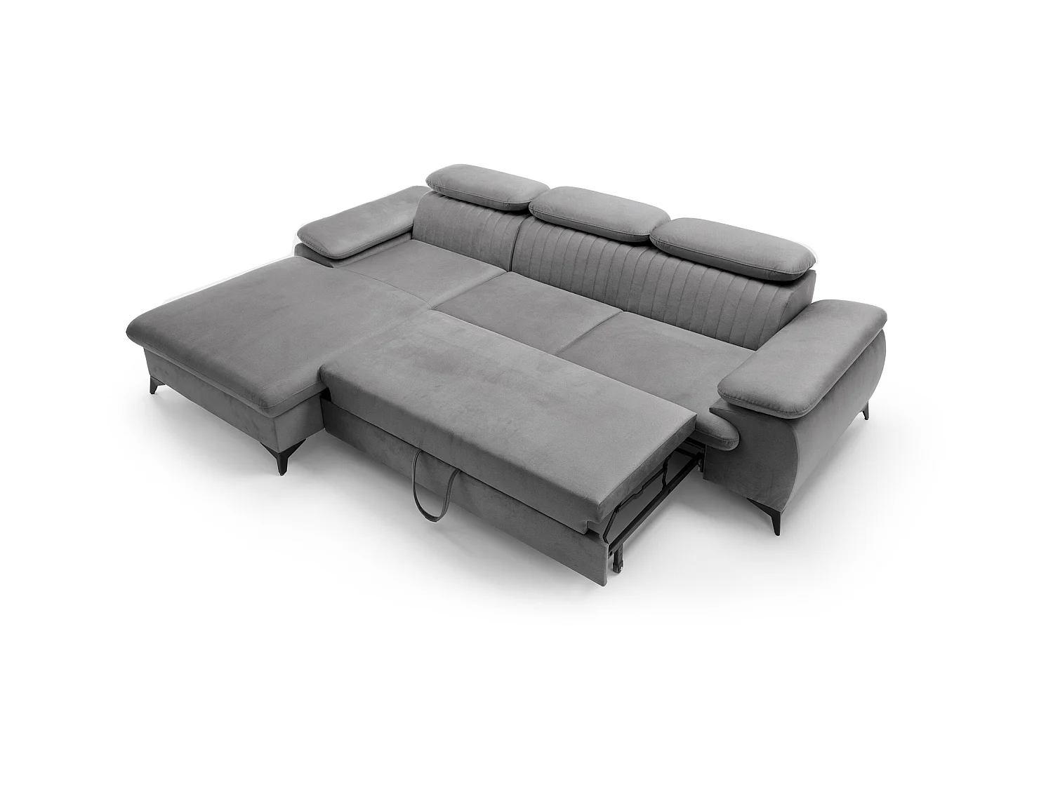 Sofá cama rinconera (ángulo izquierdo) de terciopelo gris claro SAMARA de Pascal Morabito