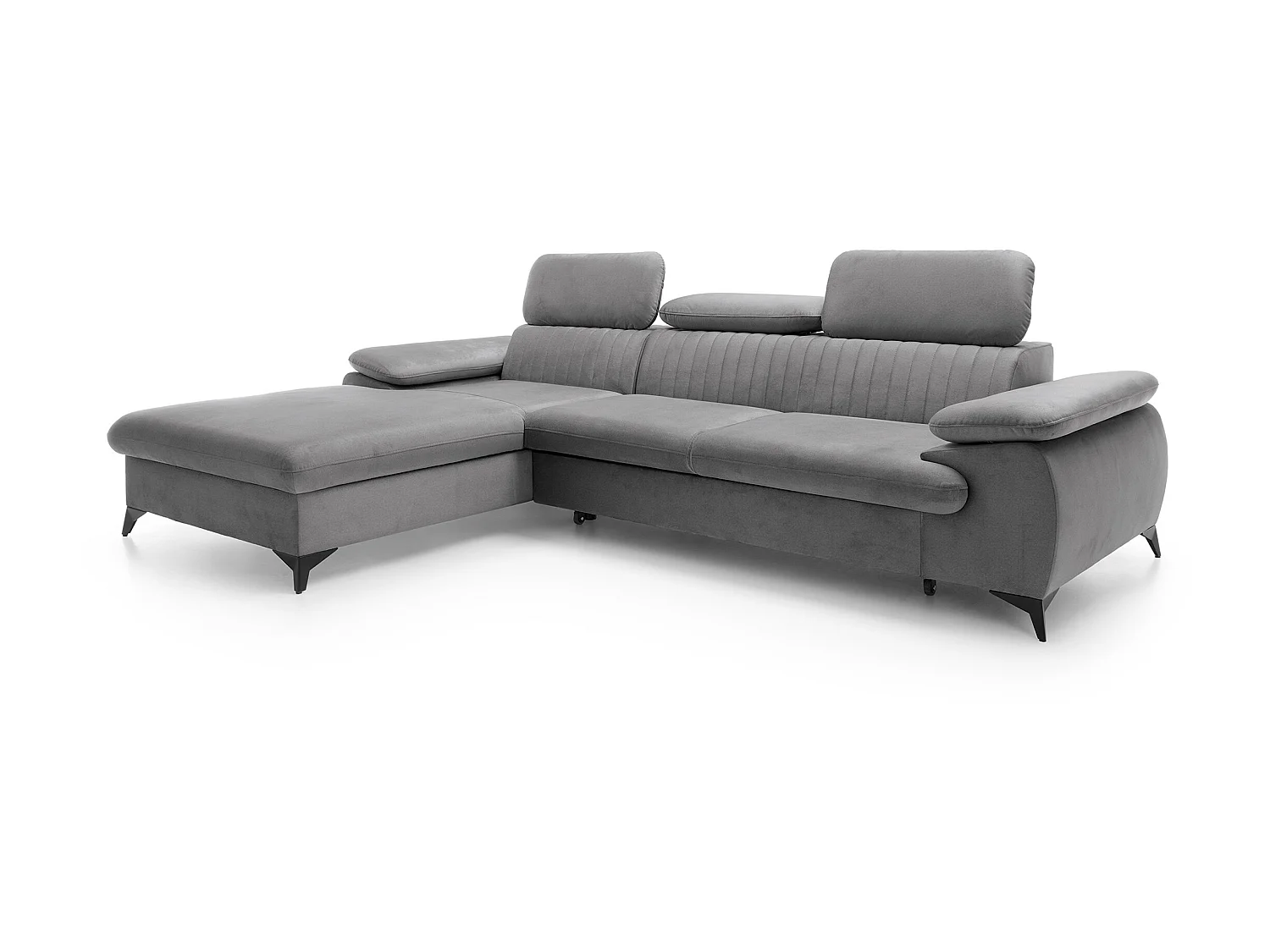 Slaapbank met hoek links van lichtgrijs velours SAMARA - van Pascal Morabito