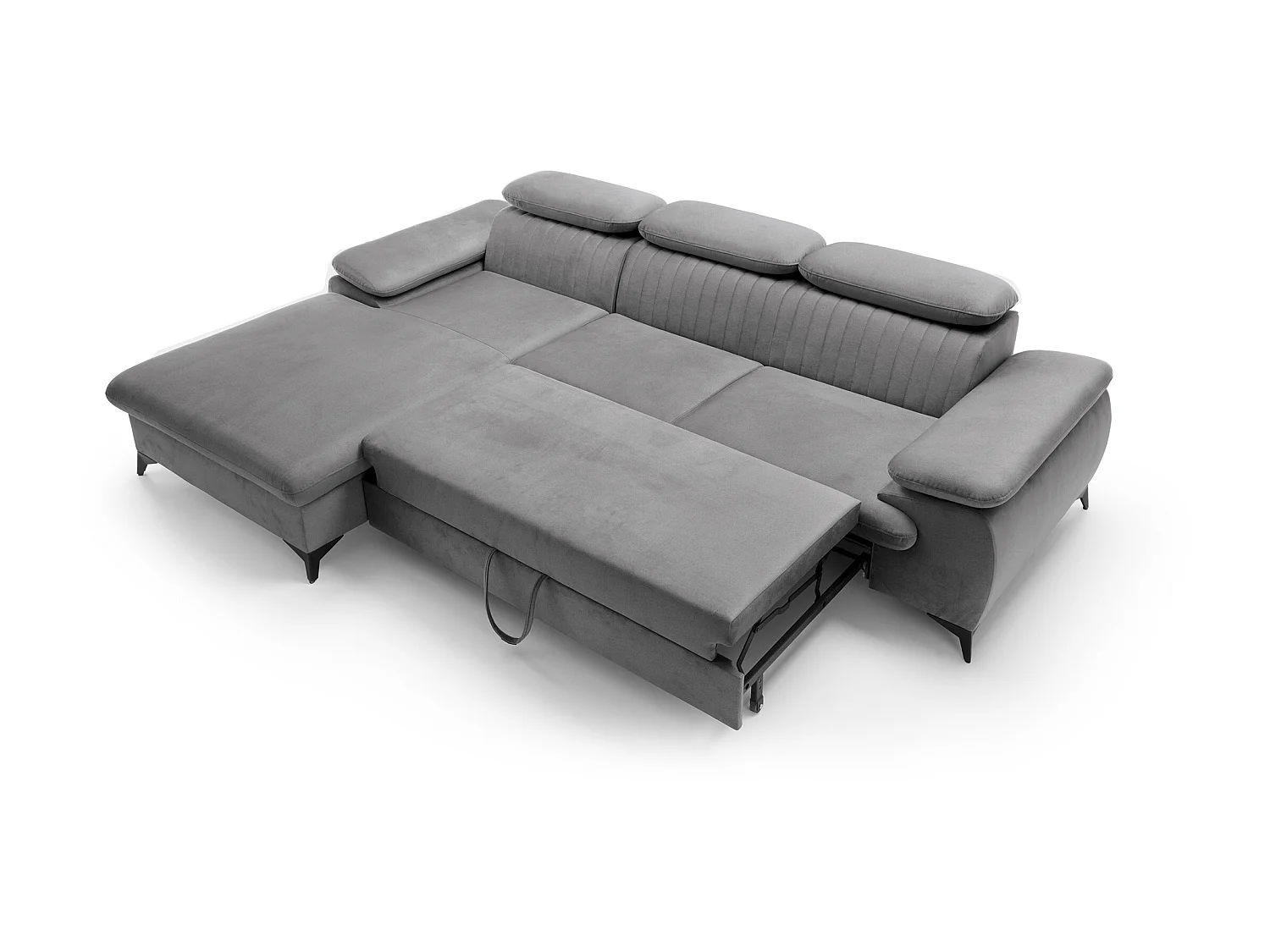 Slaapbank met hoek links van lichtgrijs velours SAMARA - van Pascal Morabito