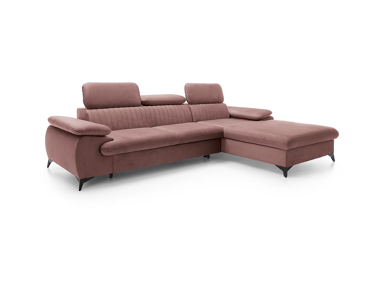 Slaapbank met hoek rechts van roze velours SAMARA - van Pascal Morabito