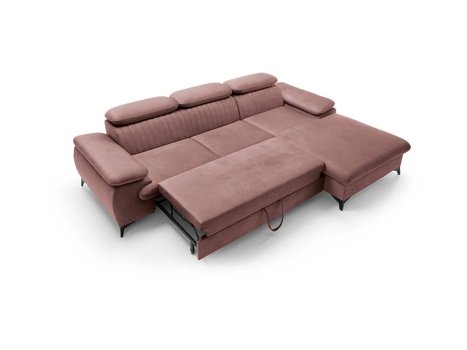 Slaapbank met hoek rechts van roze velours SAMARA - van Pascal Morabito