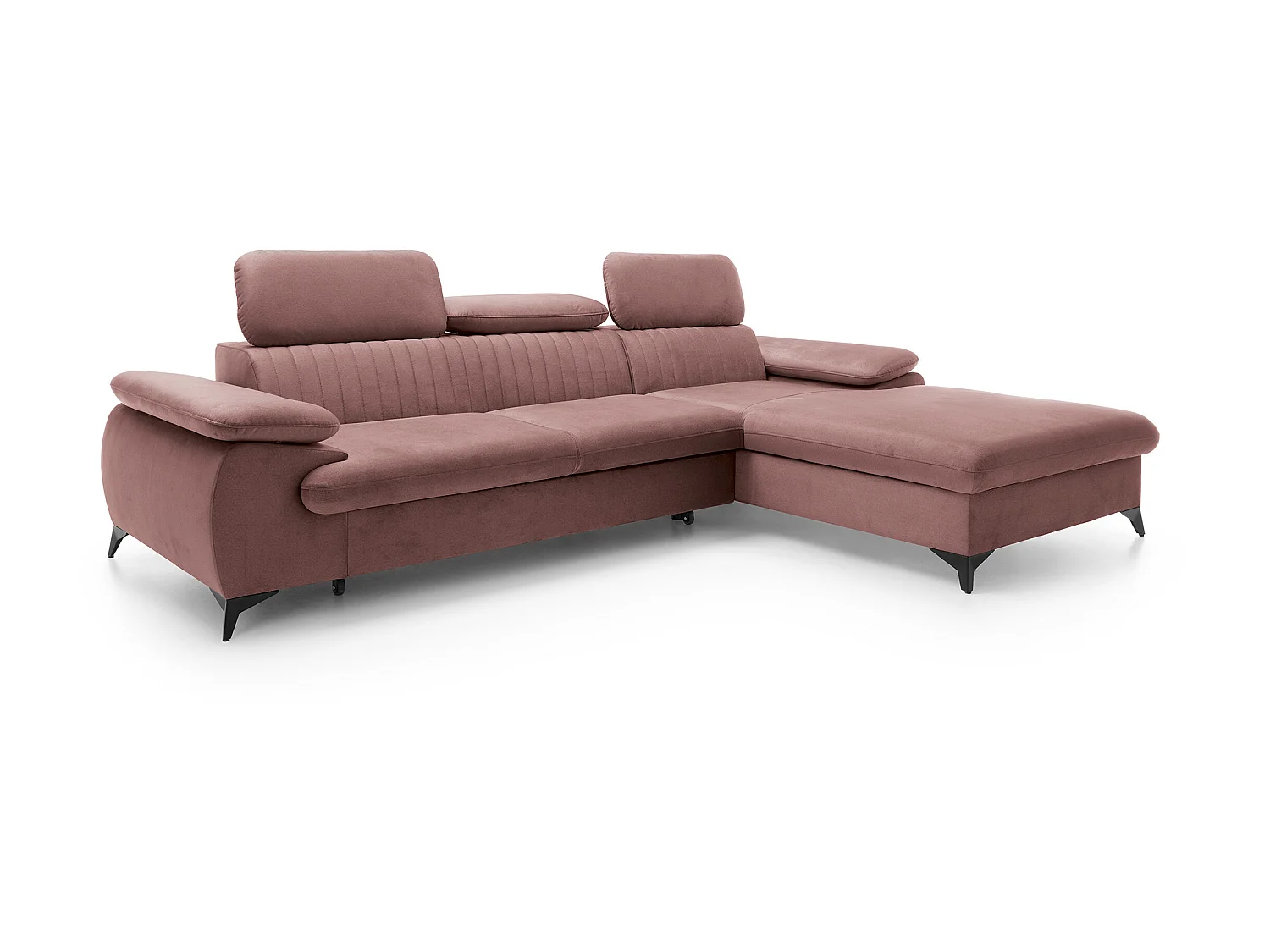 Divano letto in Velluto Rosa - Angolo a destra - SAMARA di Pascal Morabito