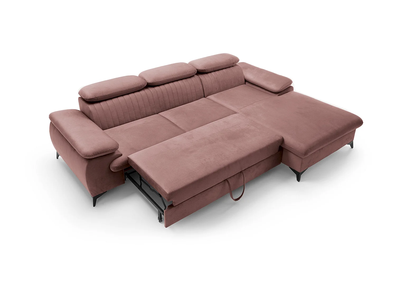Divano letto in Velluto Rosa - Angolo a destra - SAMARA di Pascal Morabito