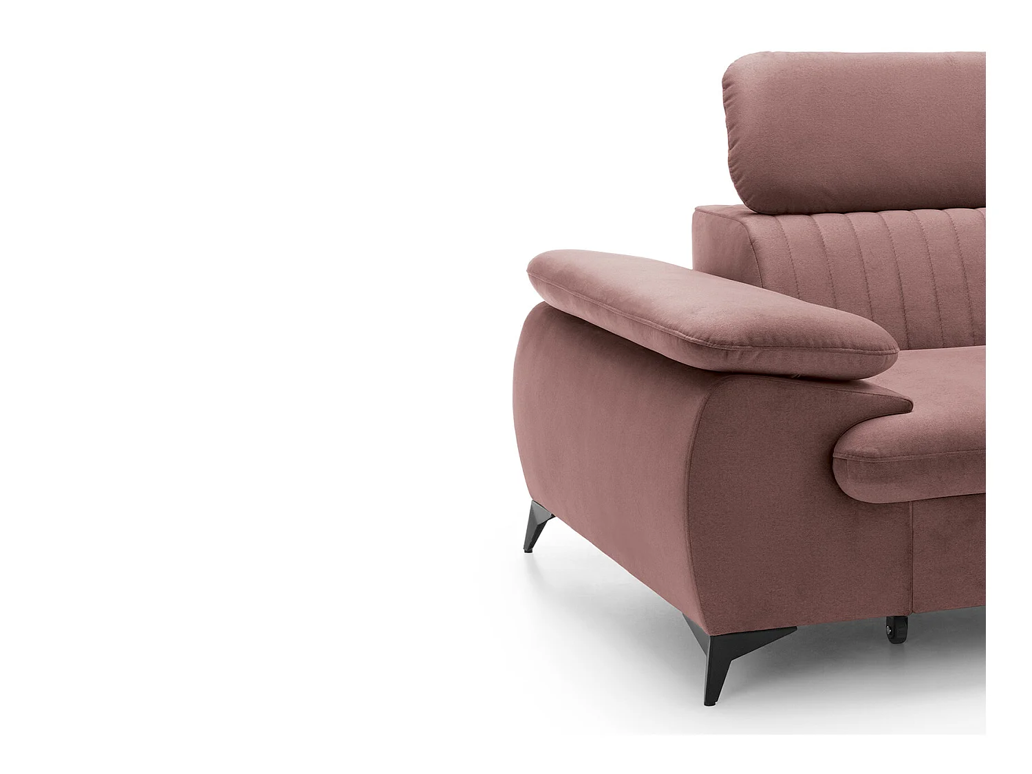 Canapé d'angle gauche convertible en velours rose SAMARA de Pascal Morabito