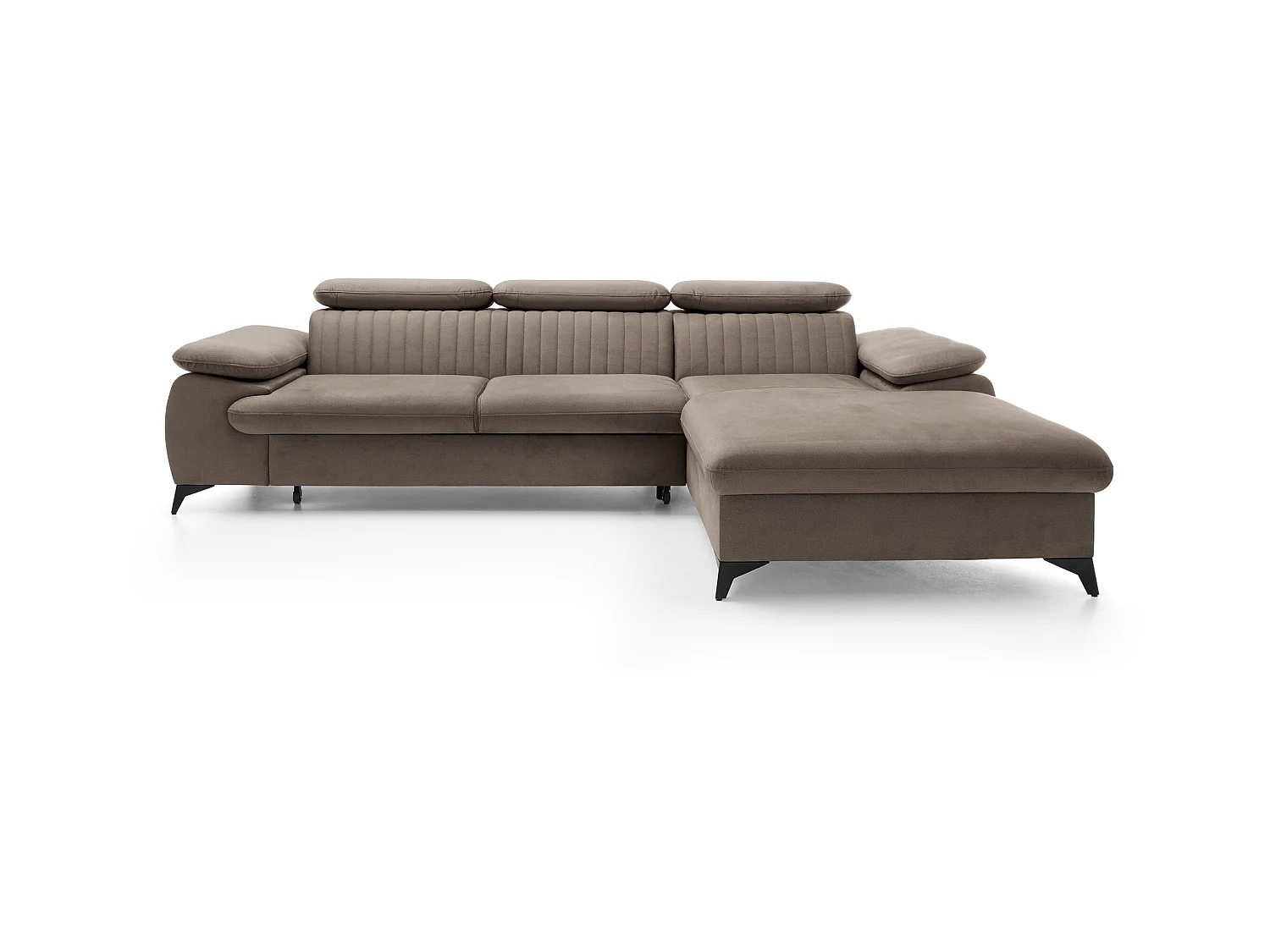 Canapé d'angle droit convertible en velours taupe SAMARA de Pascal Morabito