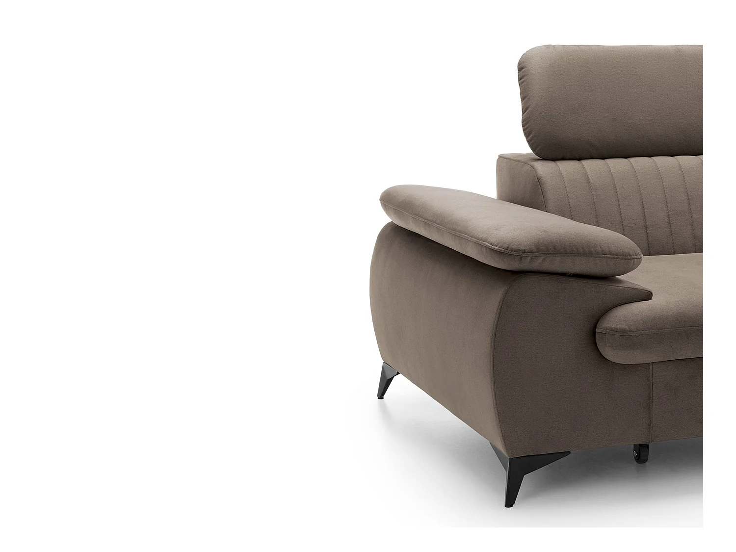 Canapé d'angle droit convertible en velours taupe SAMARA de Pascal Morabito