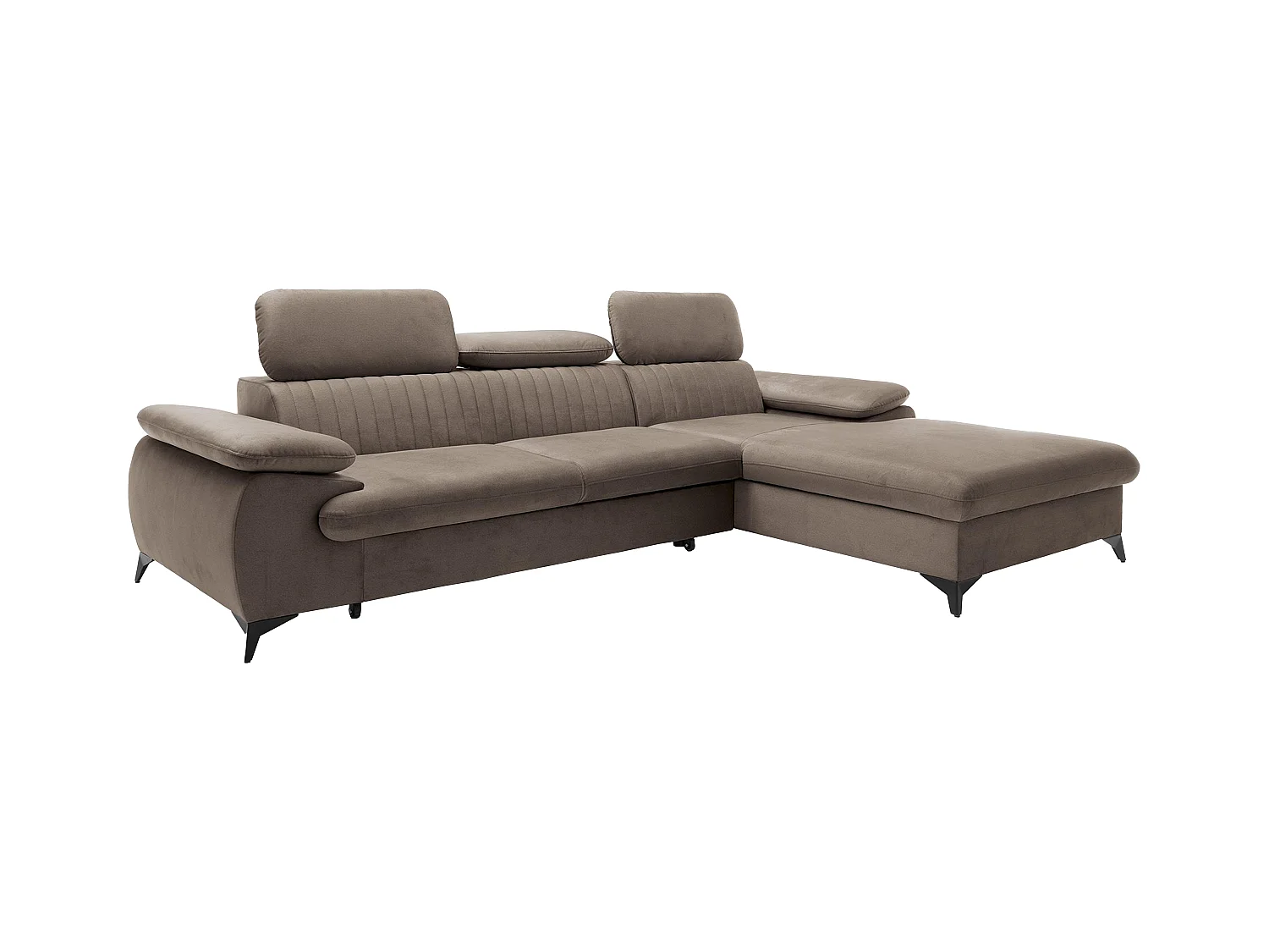 Canapé d'angle droit convertible en velours taupe SAMARA de Pascal Morabito