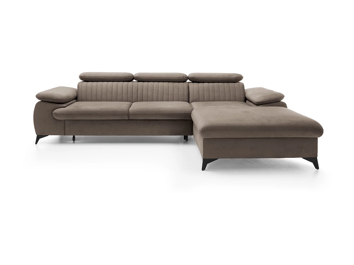 Canapé d'angle droit convertible en velours taupe SAMARA de Pascal Morabito