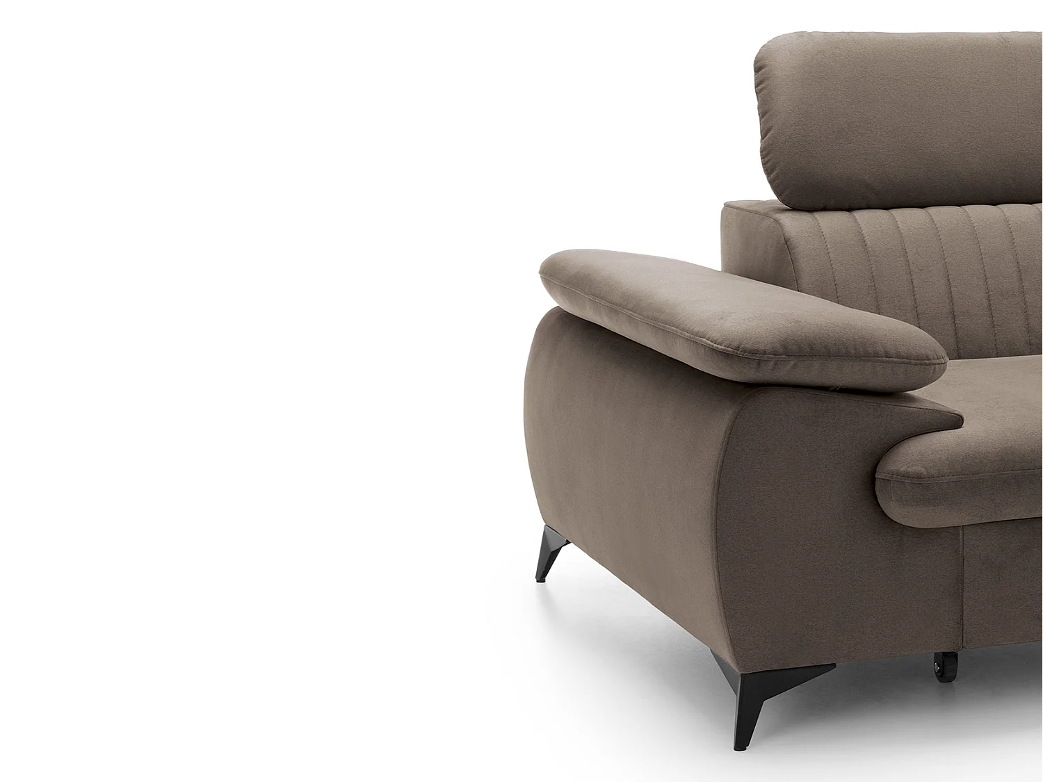 Canapé d'angle droit convertible en velours taupe SAMARA de Pascal Morabito