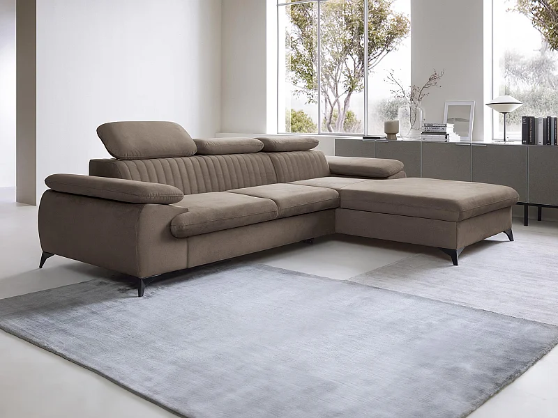 Høyrevendt hjørnesofa i velbehaget i taupe velour SAMARA fra Pascal Morabito