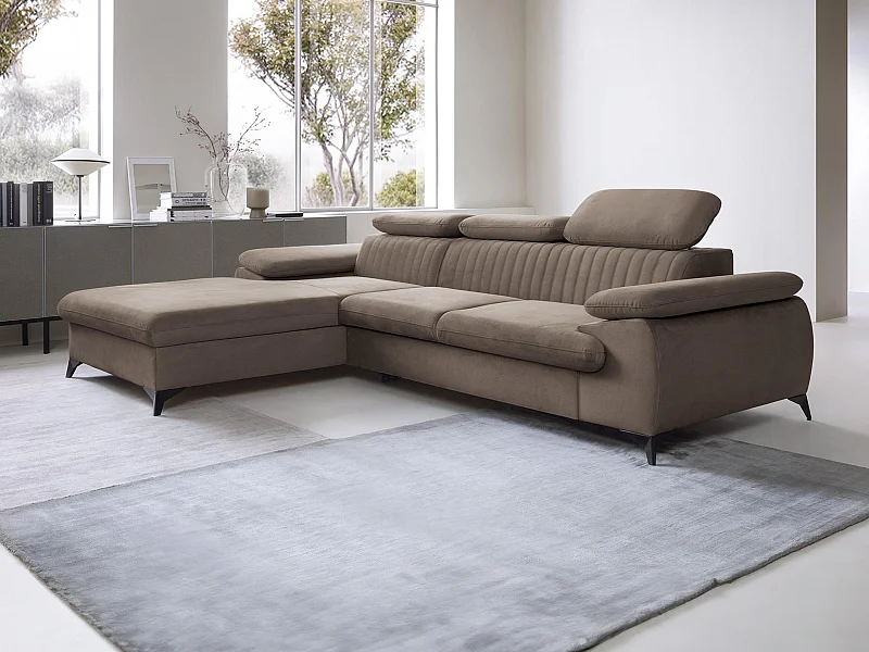 Divano letto in Velluto Tortora - Angolo a sinistra - SAMARA di Pascal Morabito