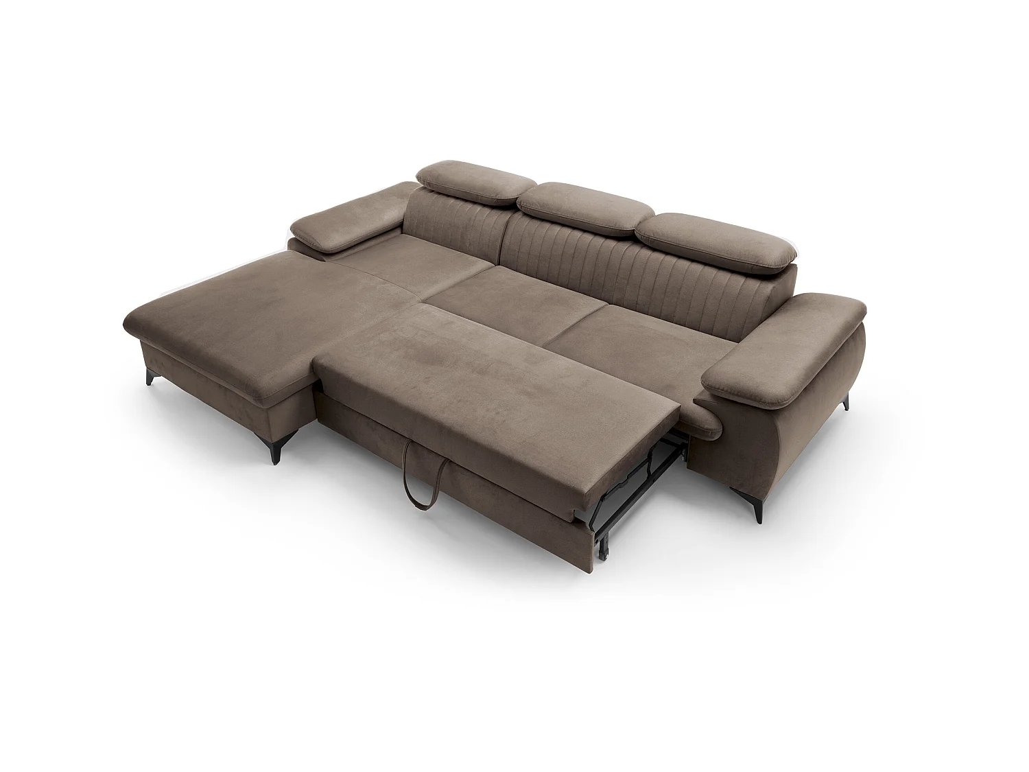 Sofá cama rinconera (ángulo izquierdo) de terciopelo gris topo SAMARA de Pascal Morabito