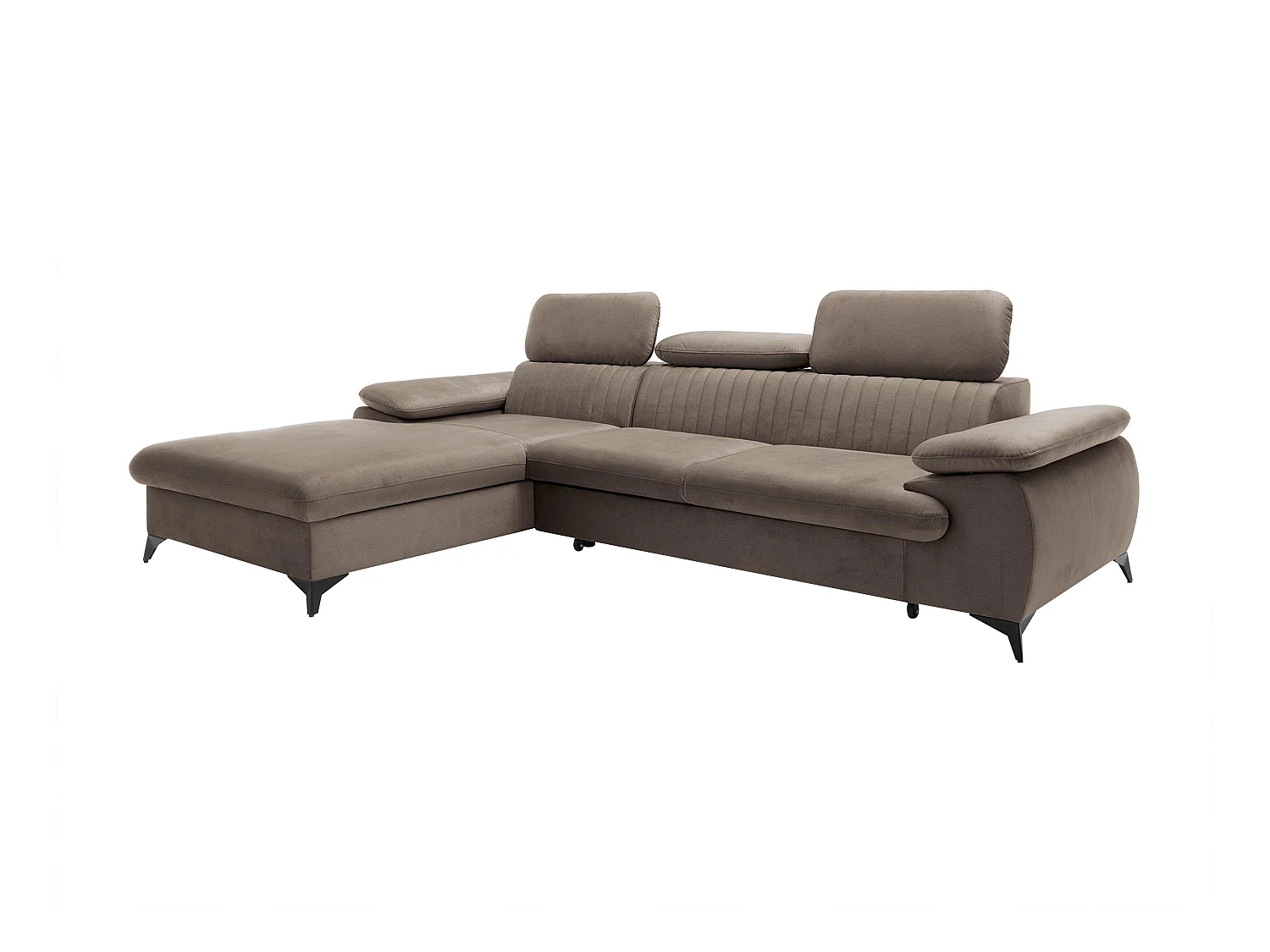 Canapé d'angle gauche convertible en velours taupe SAMARA de Pascal Morabito
