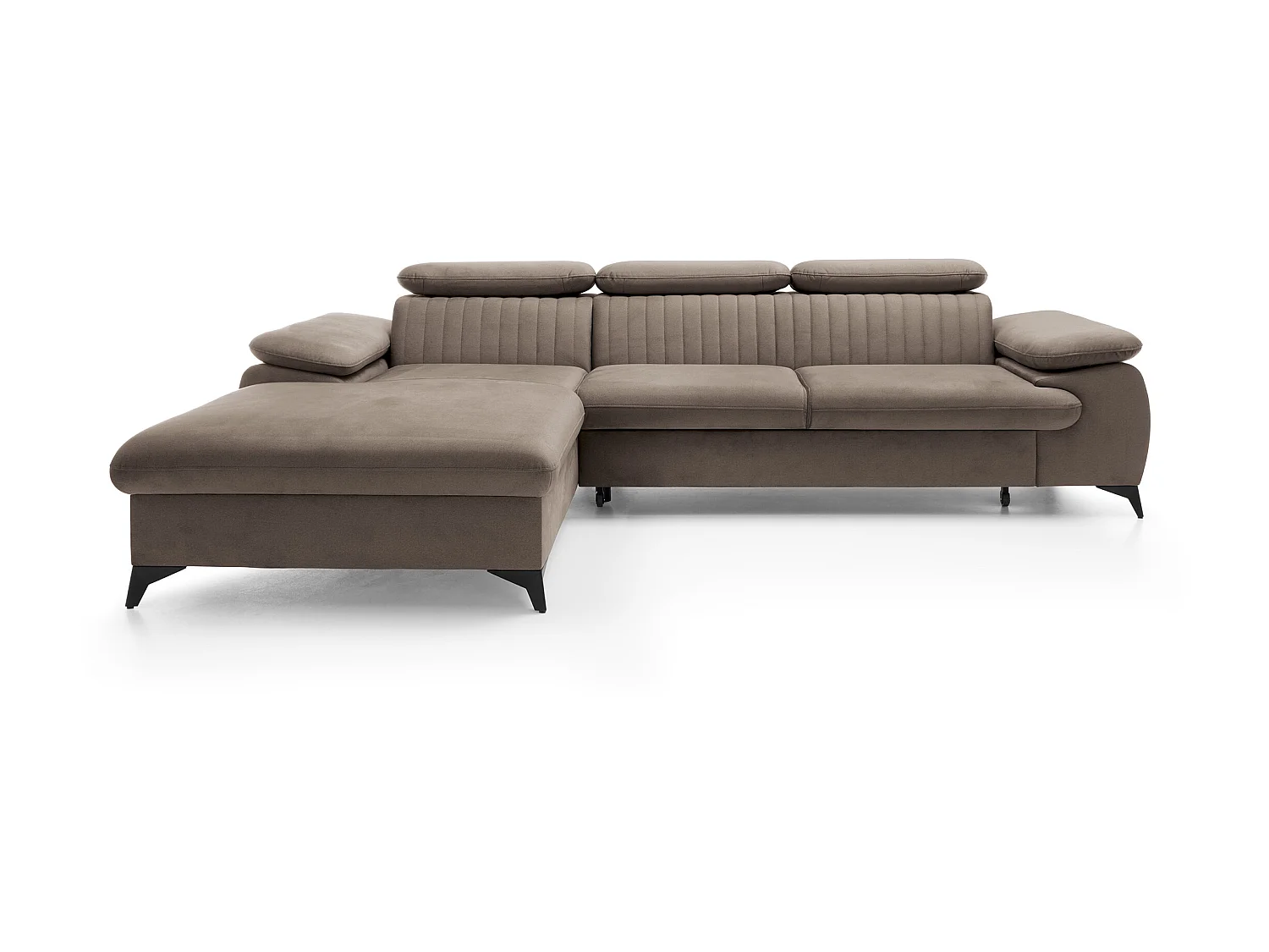 Canapé d'angle gauche convertible en velours taupe SAMARA de Pascal Morabito