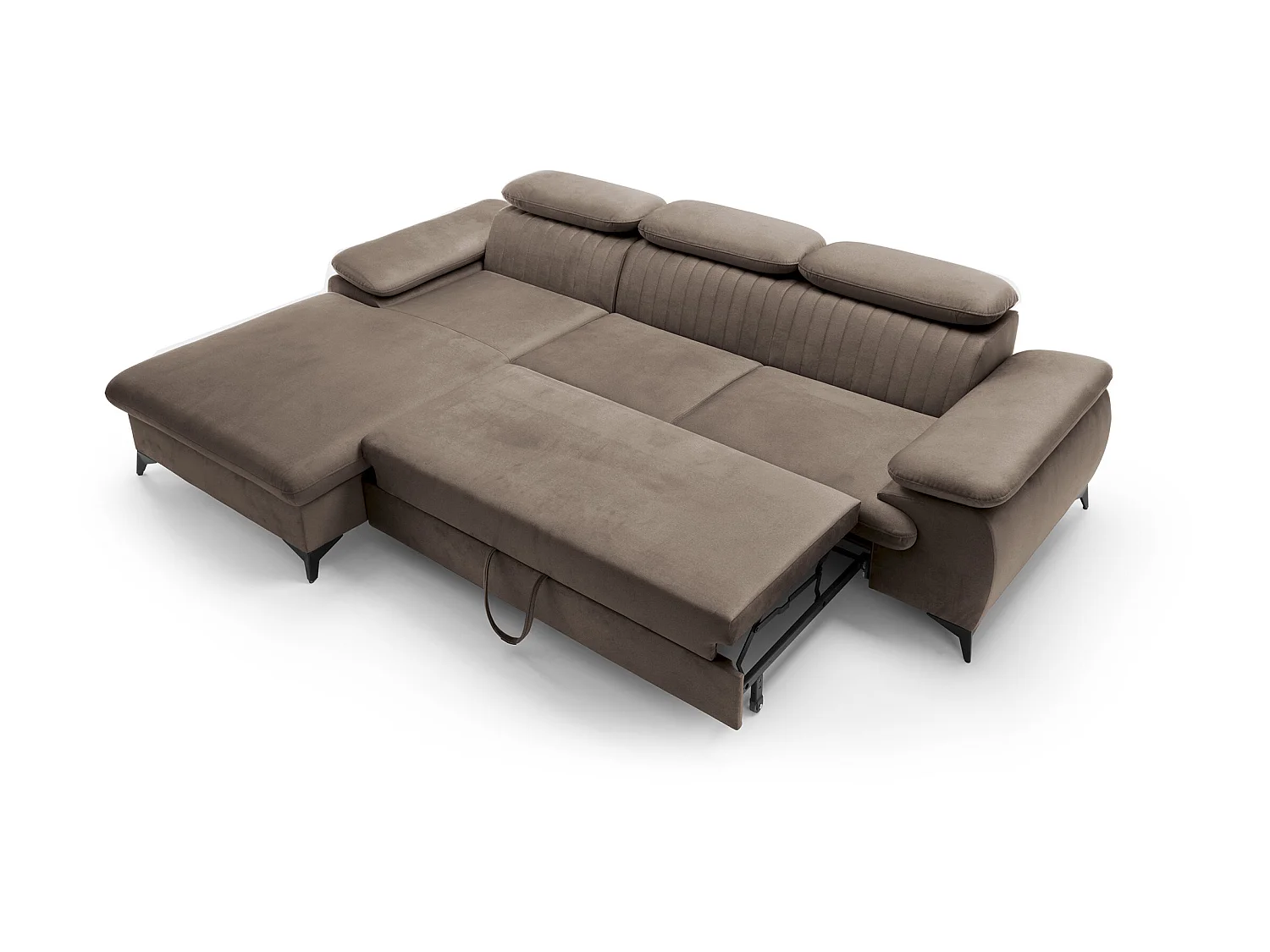 Canapé d'angle gauche convertible en velours taupe SAMARA de Pascal Morabito