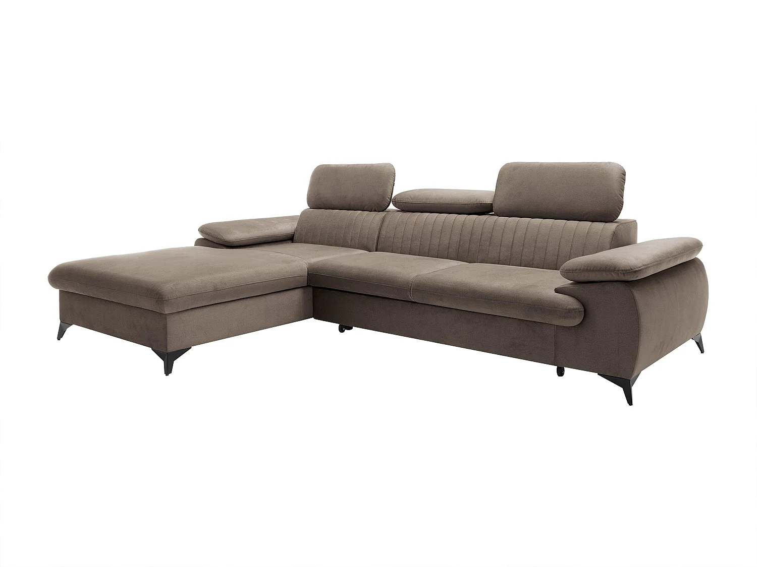 Canapé d'angle gauche convertible en velours taupe SAMARA de Pascal Morabito