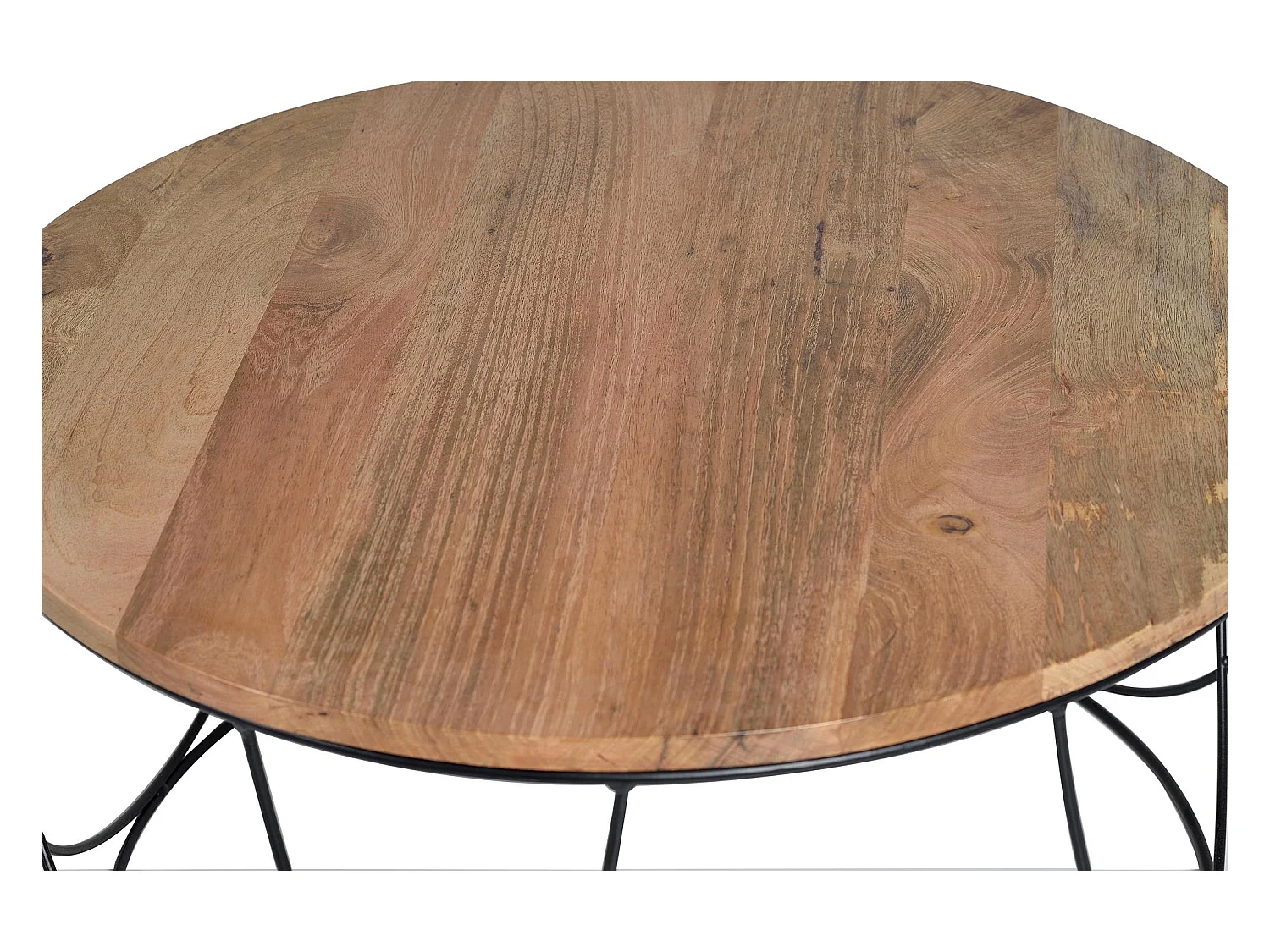 Table basse en manguier et détails en métal