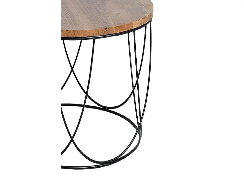 Tables basses en bois de manguier 80 cm, style industriel vintage - 41 x 80 x 80 cm
