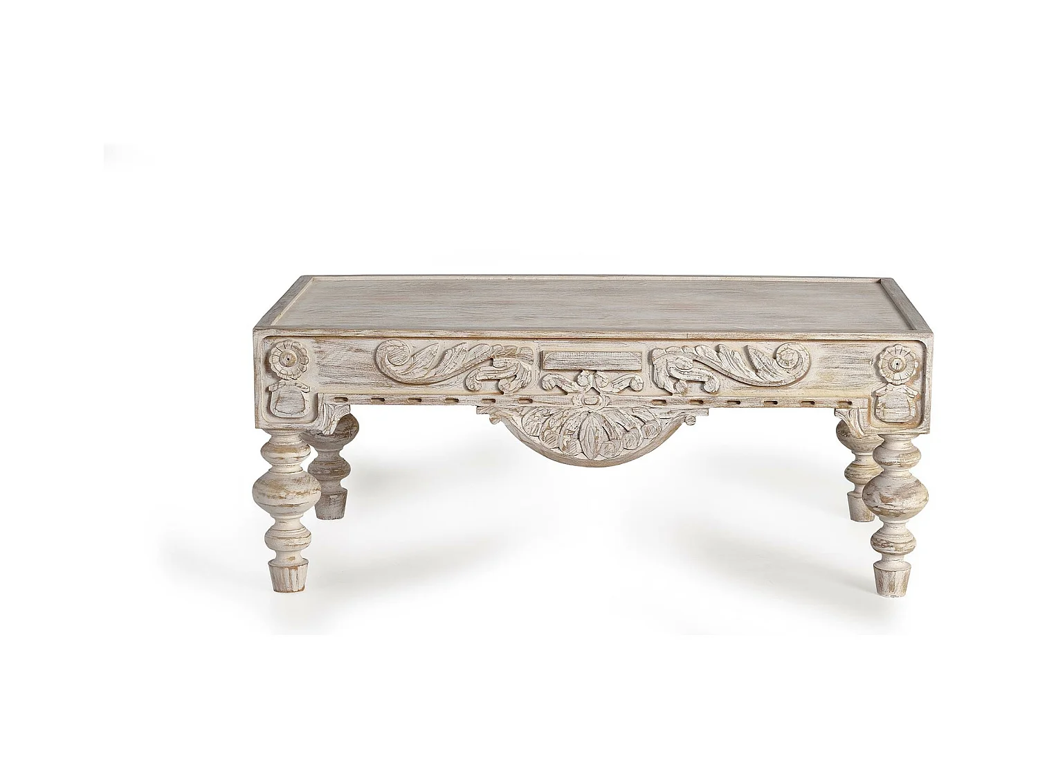 Table basse en bois de manguier sculptée