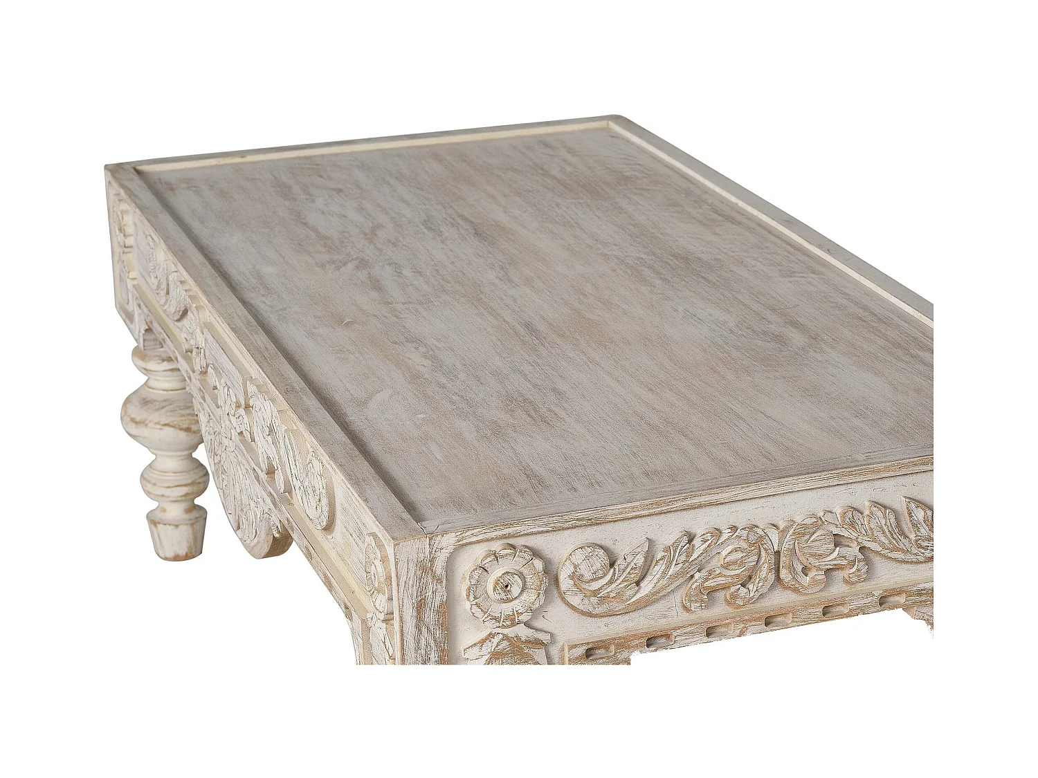 Table basse en bois de manguier sculptée