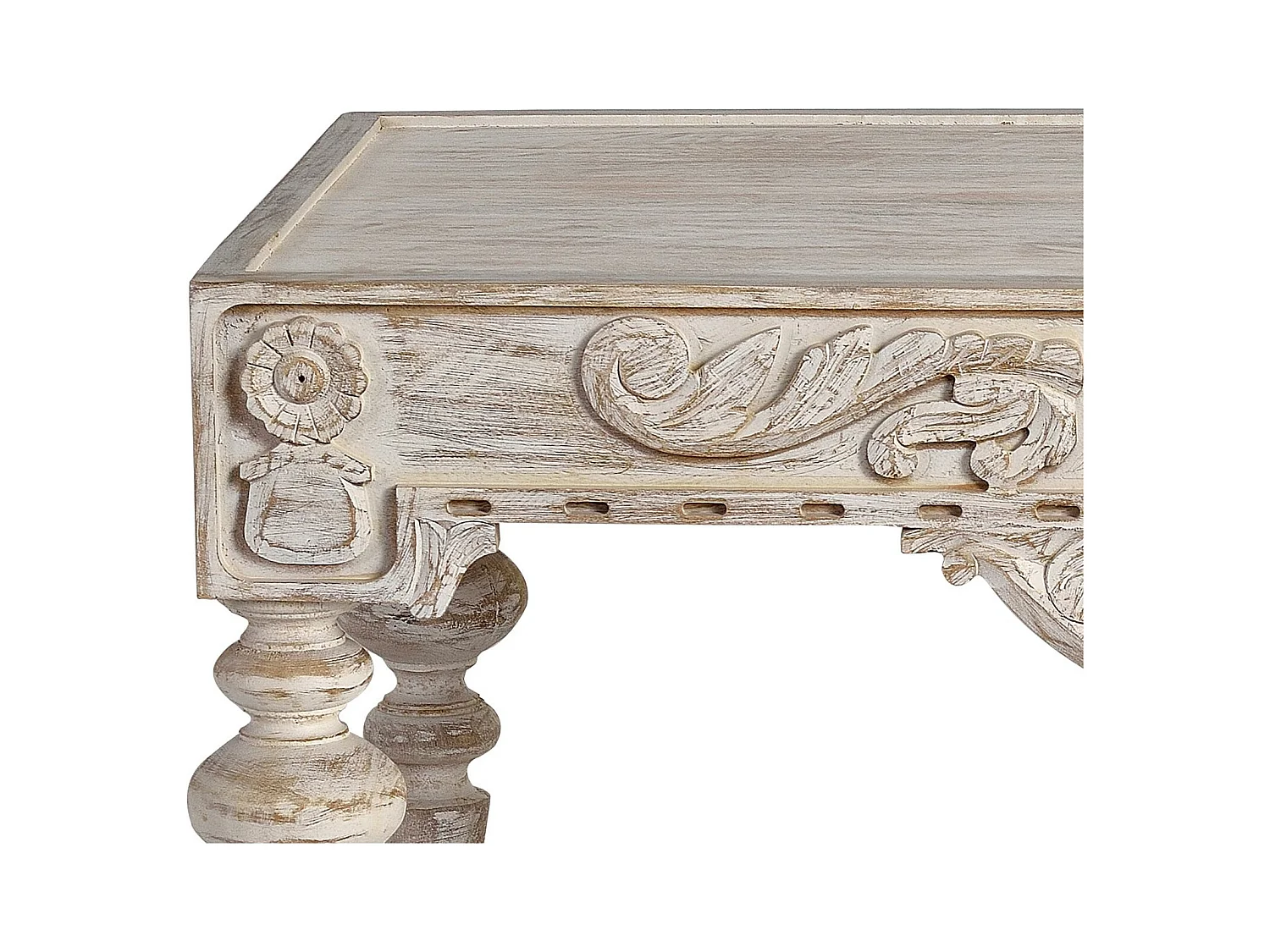 Table basse en bois de manguier sculptée