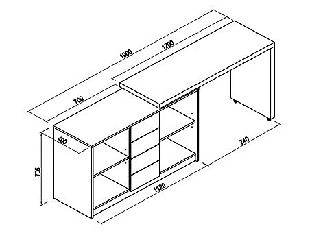 Bureau extensible avec plateau pivotant 360° - MDF - Naturel et noir - PAVELO
