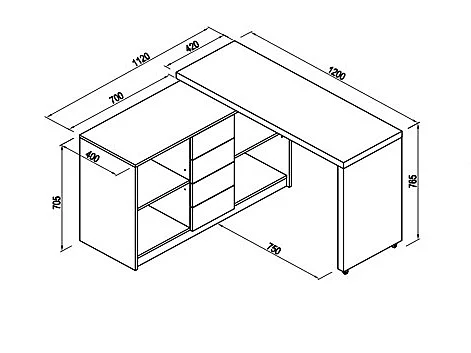 Bureau extensible avec plateau pivotant 360° - MDF - Naturel et noir - PAVELO
