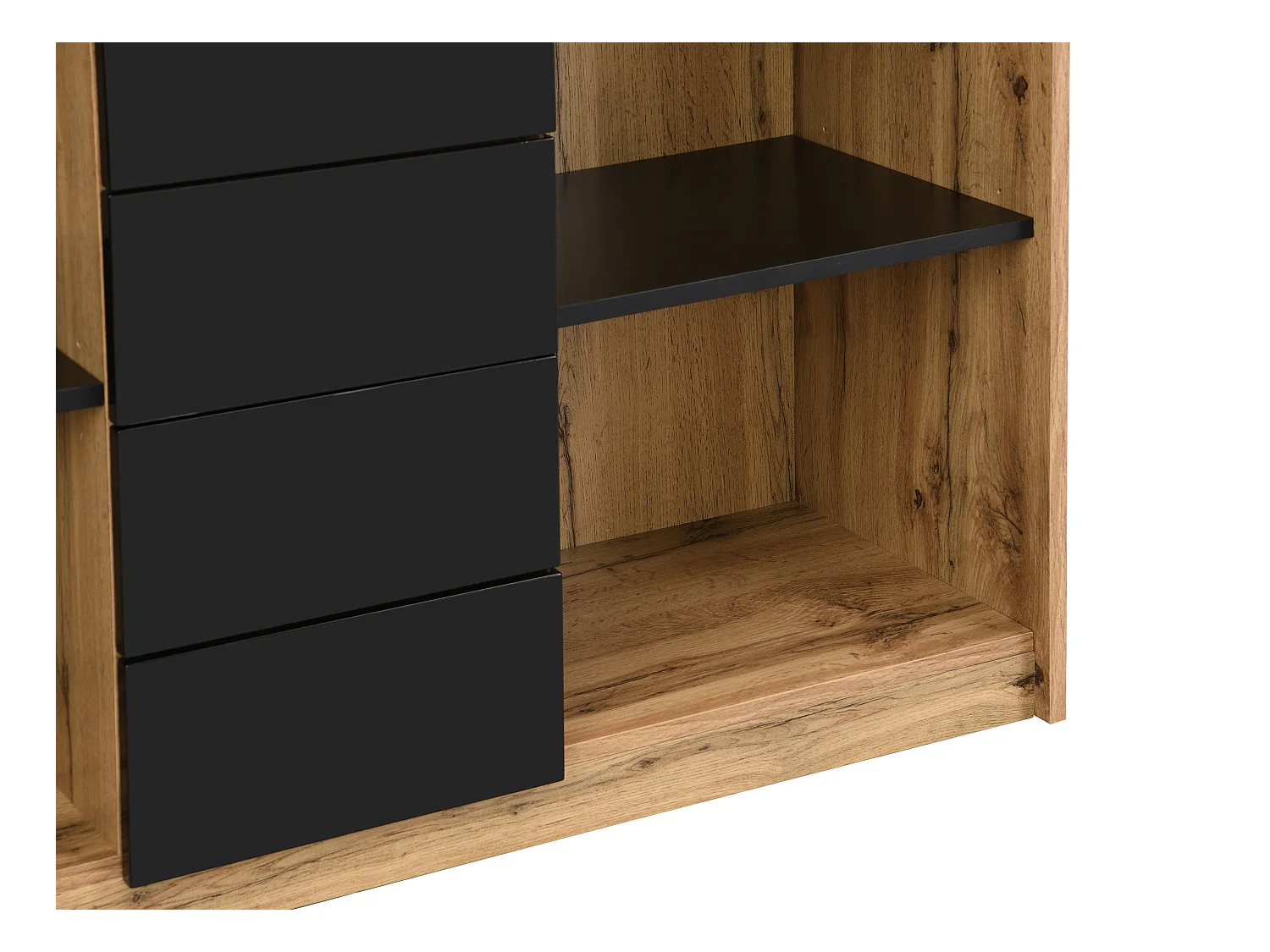 Escritorio extensible con tablero giratorio 360° - MDF - Natural y negro - PAVELO