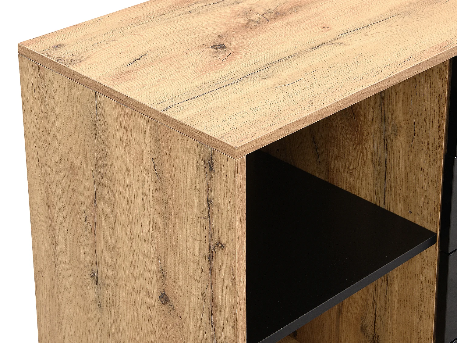 Uttrekkbart skrivebord med 360° roterende plate i MDF natur og svart PAVELO